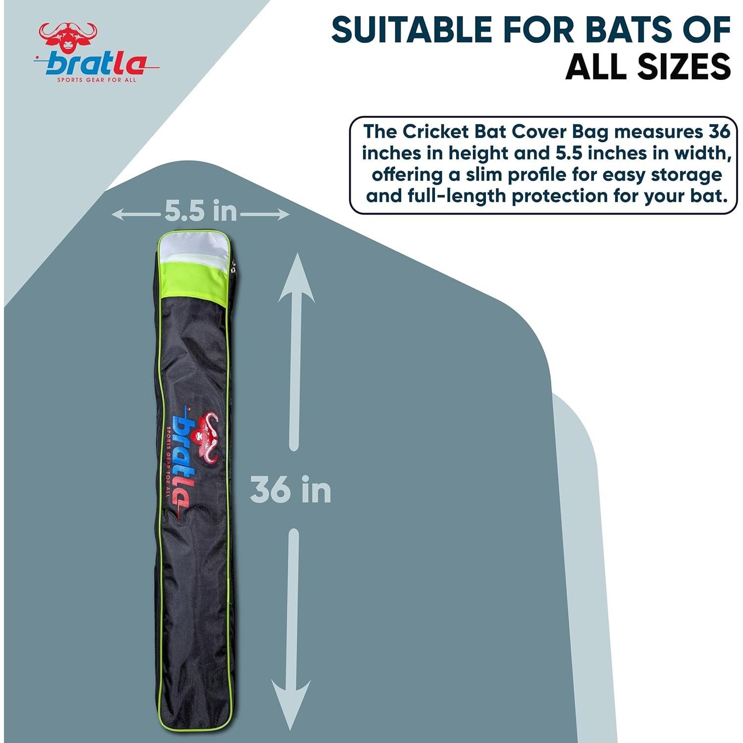 Funda de Bate de Cricket Bratla Pro Acolchada Negro/Verde