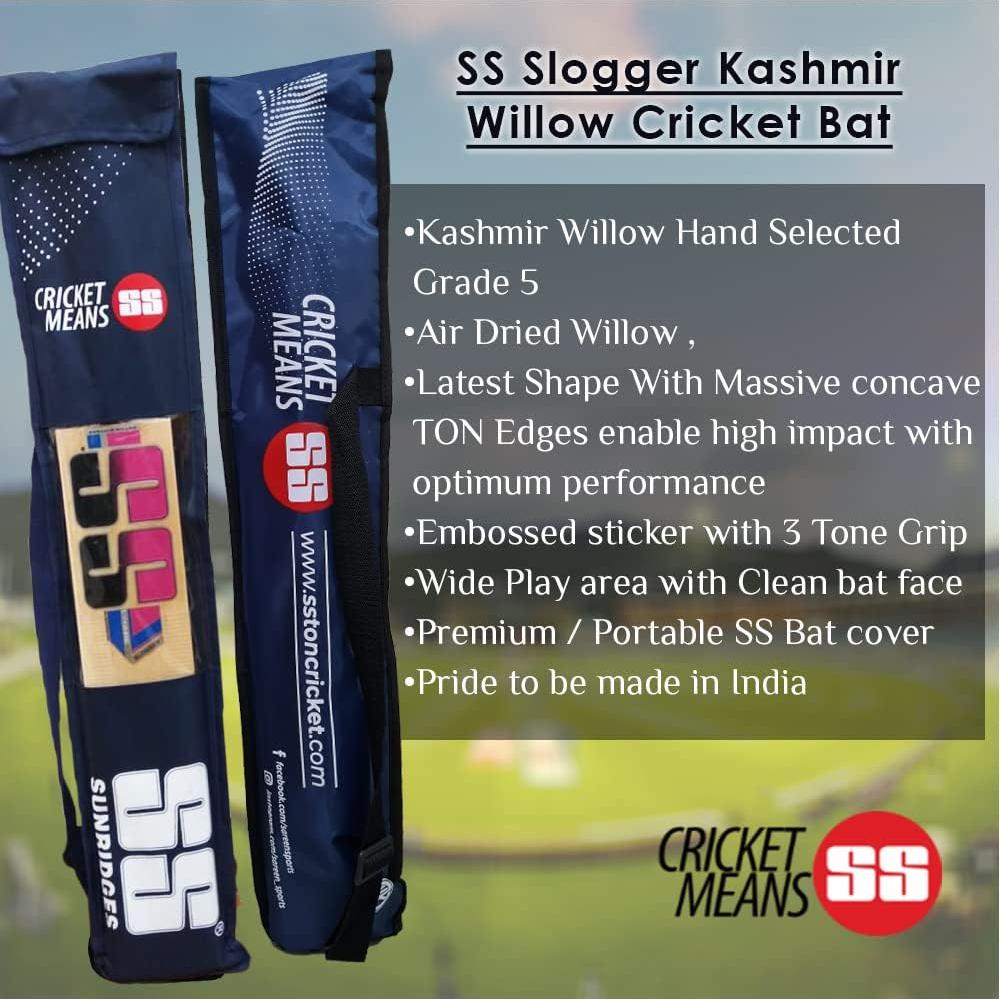 Bate de Críquet SS Slogger Sauce de Cachemira con Funda