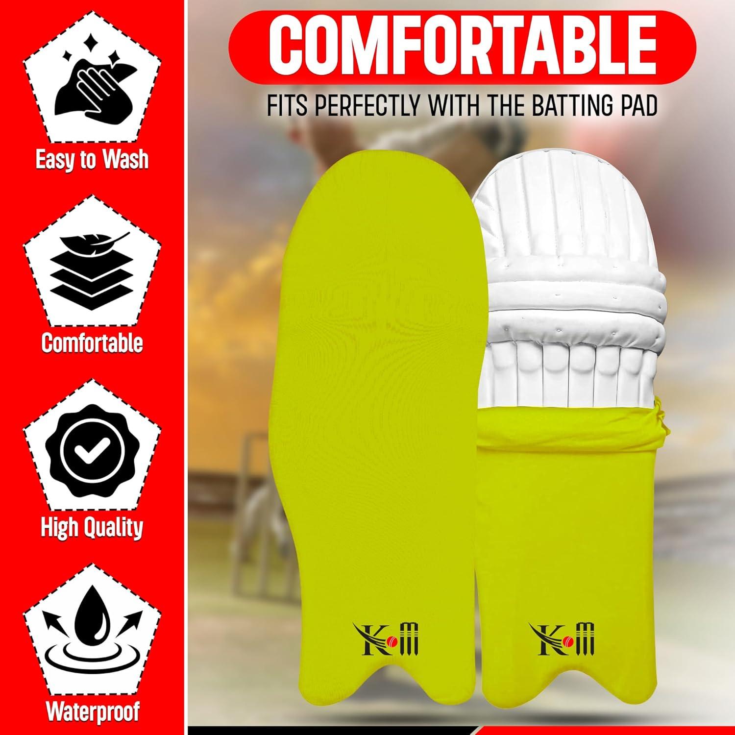 Cubiertas para almohadillas de bateo de cricket KM SPORTS - Impermeables y elásticas - Talla única