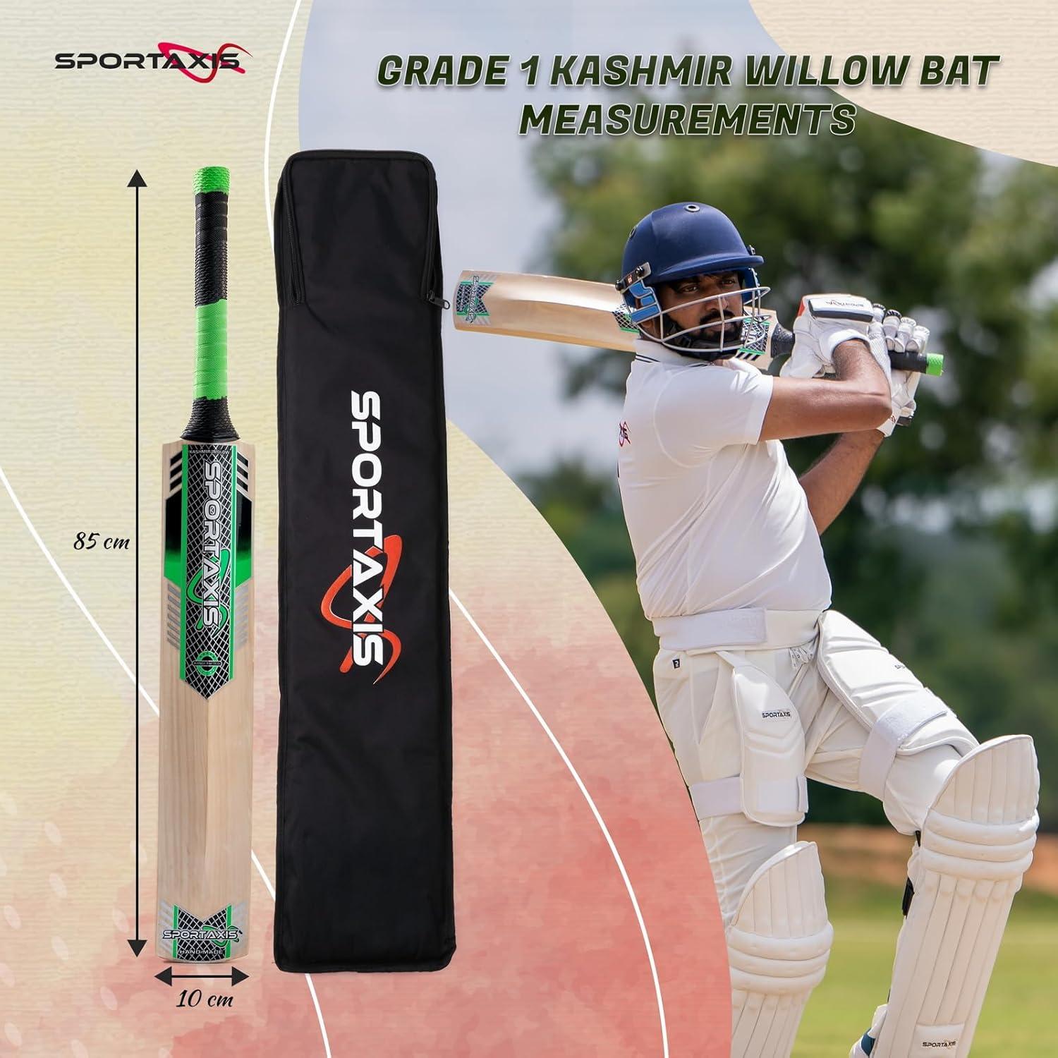 Bate de Cricket Kashmir Willow SPORTAXIS 85cm con Agarre de Goma