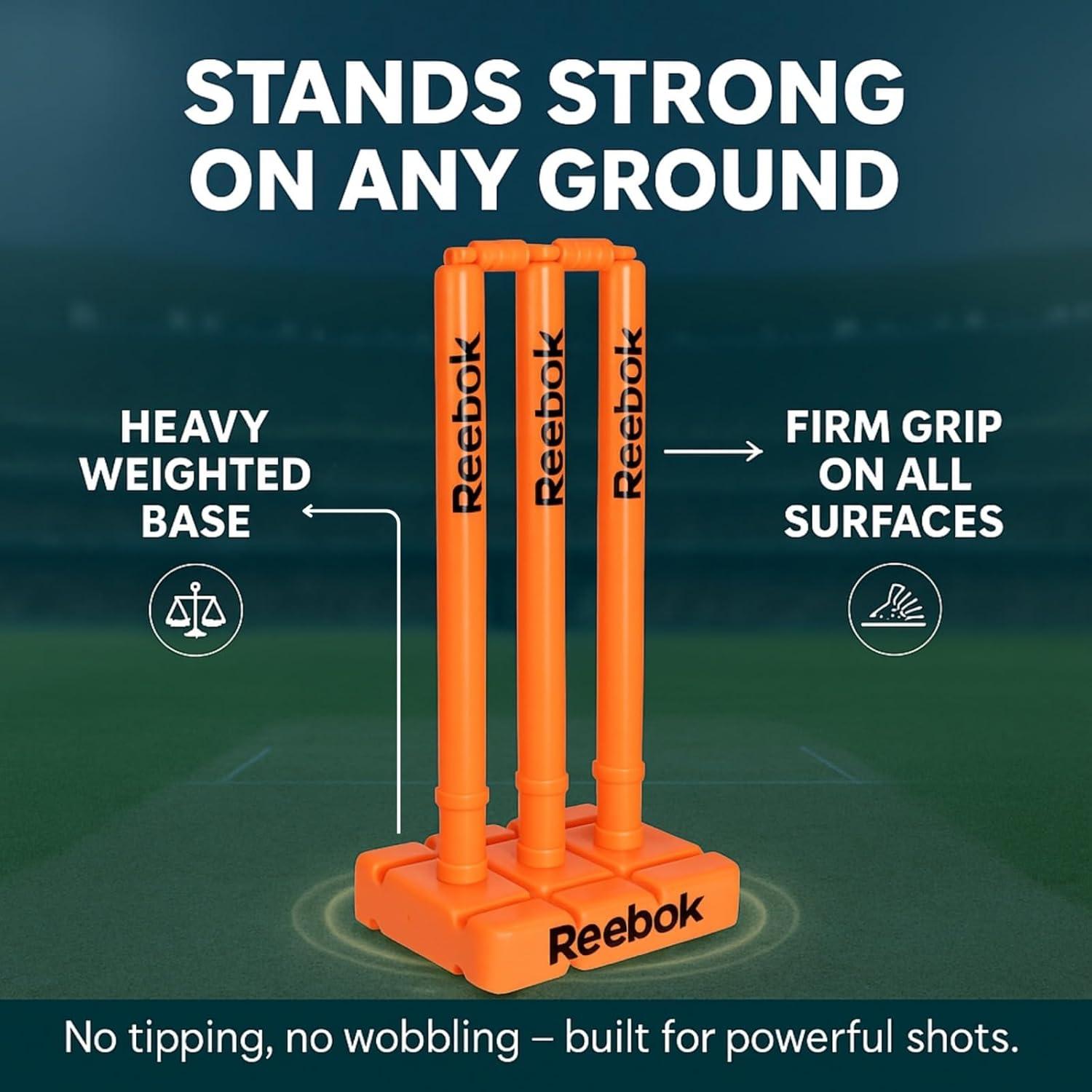 Conjunto de Estacas de Cricket Reebok 001 con Base Pesada y Bails
