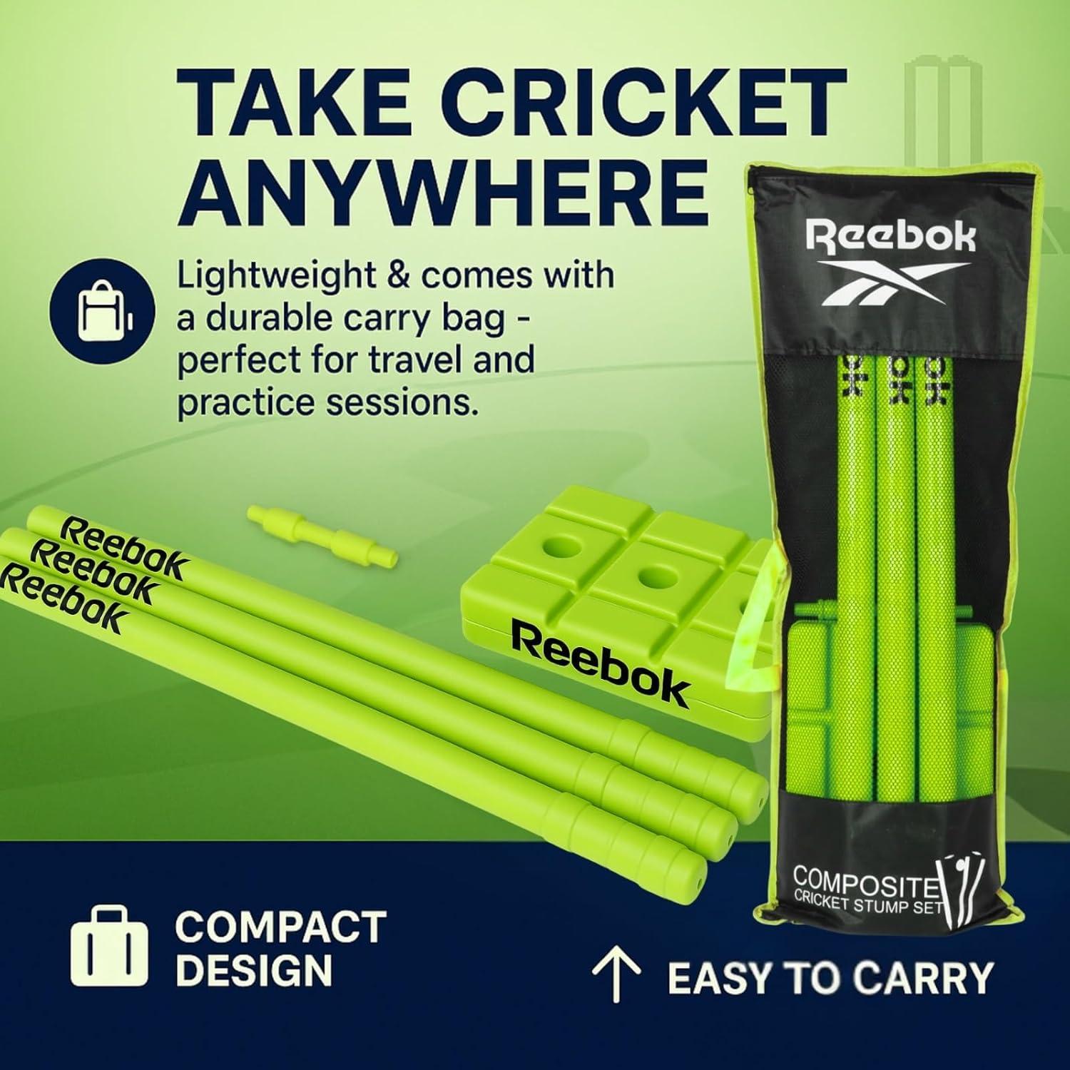 Conjunto de Estacas de Cricket Reebok 001 con Base Pesada y Bails