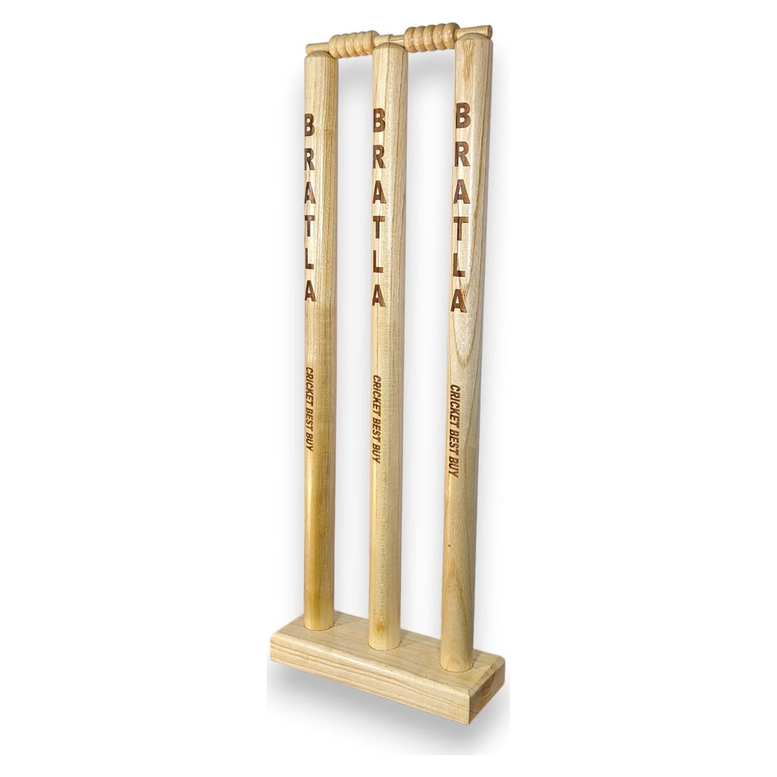 Postes de Cricket Bratla con Base de Madera Multi-Superficie