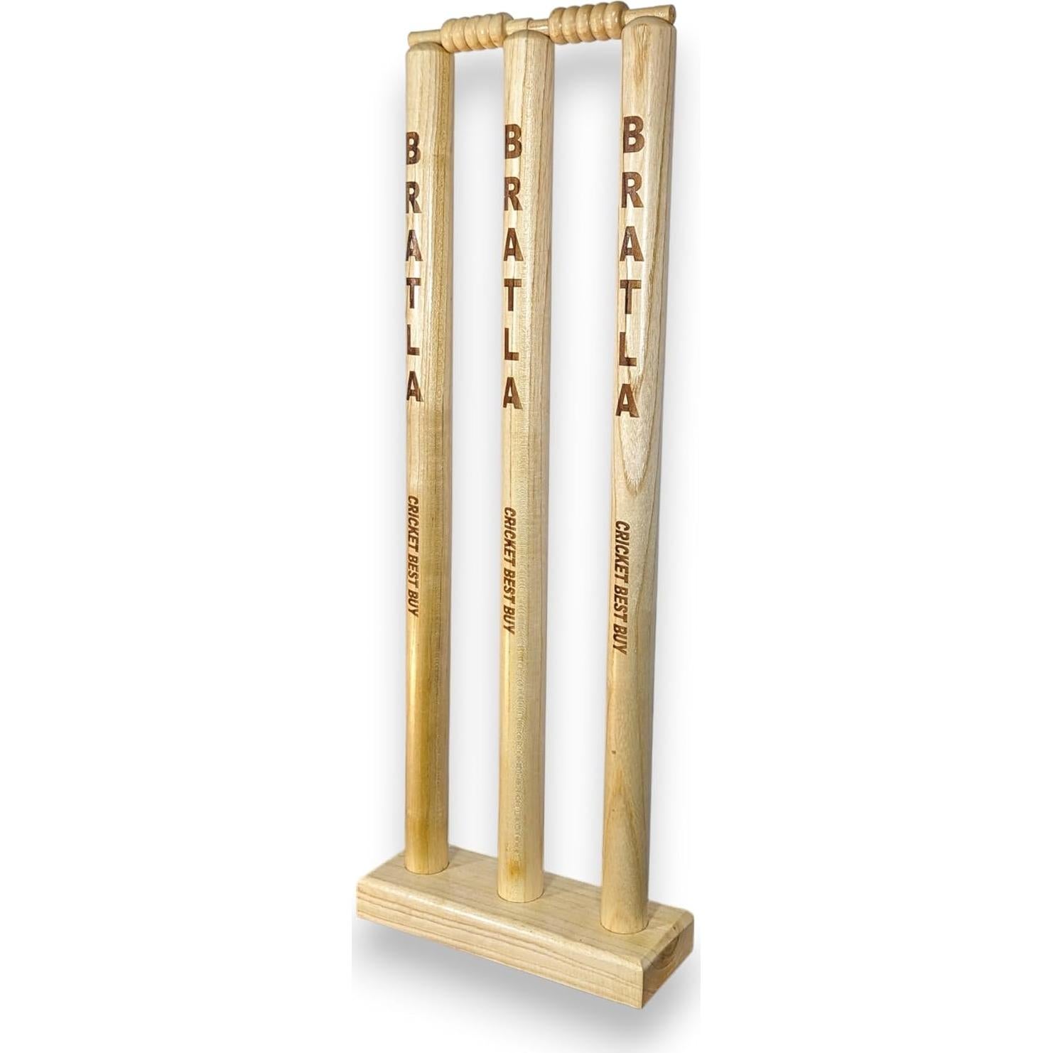 Postes de Cricket Bratla con Base de Madera Multi-Superficie