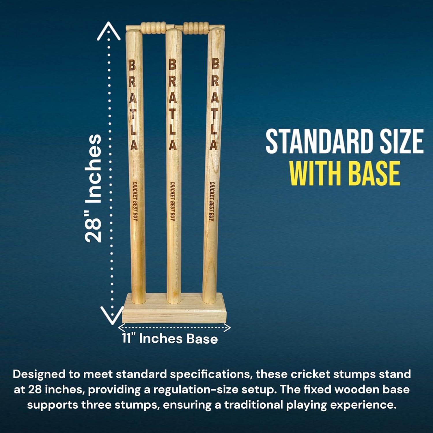 Postes de Cricket Bratla con Base de Madera Multi-Superficie