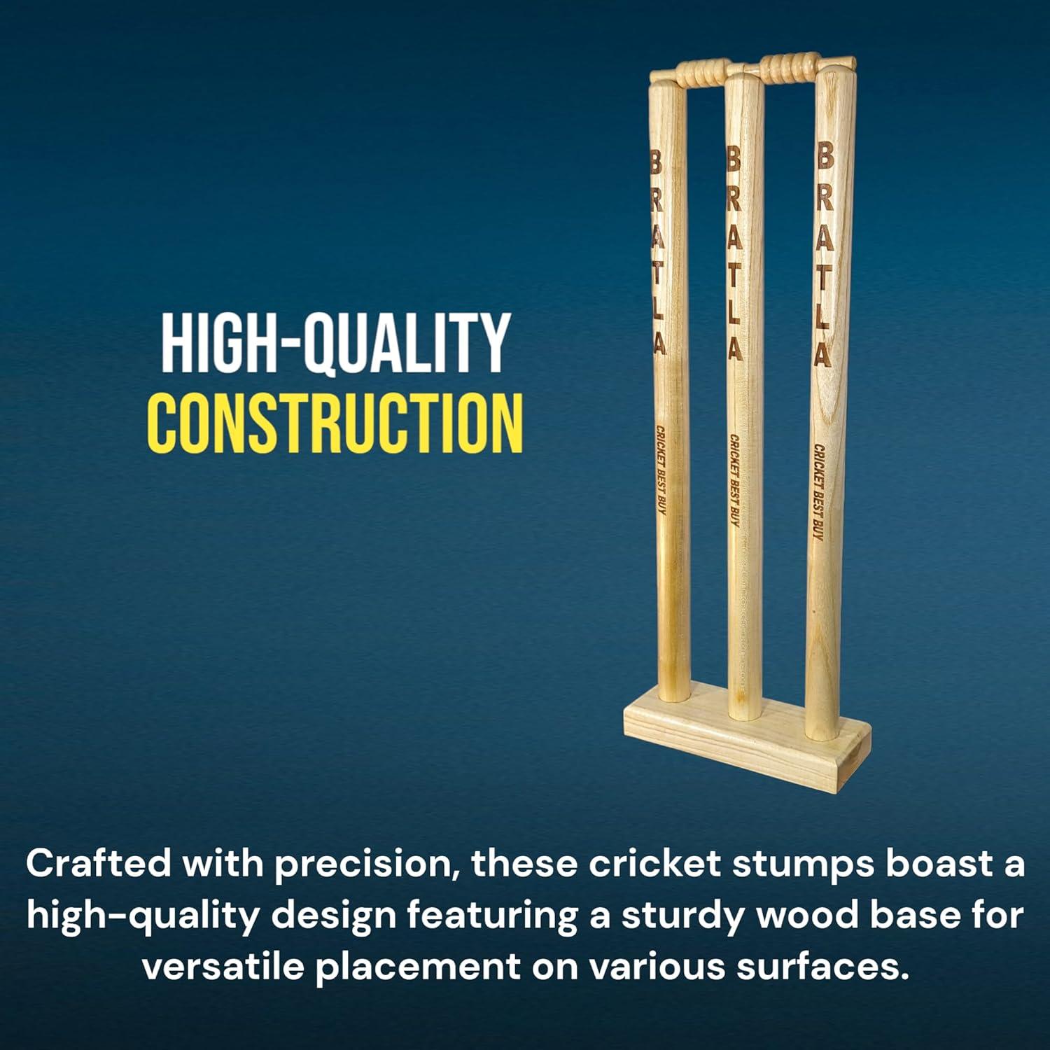 Postes de Cricket Bratla con Base de Madera Multi-Superficie