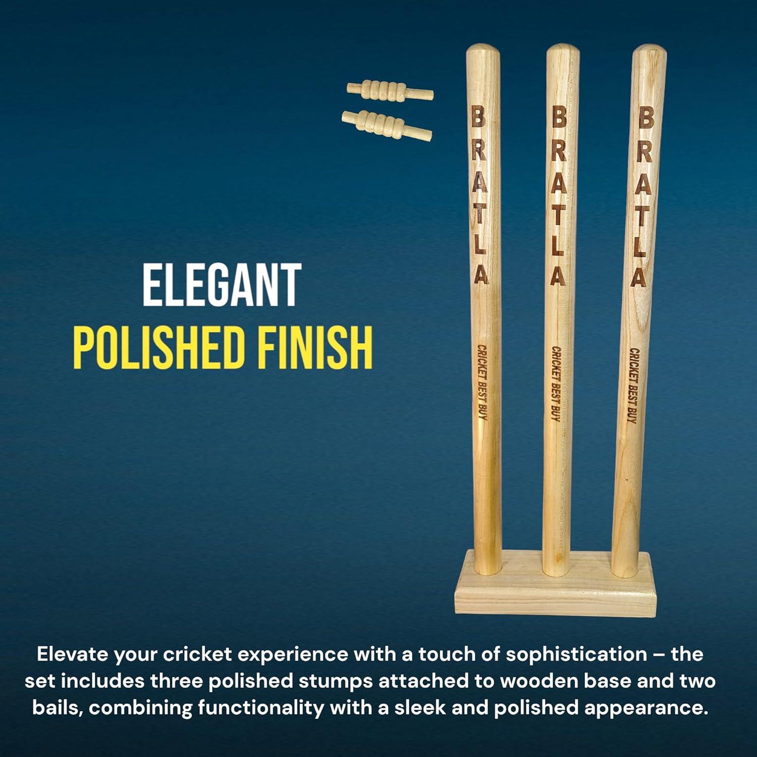 Postes de Cricket Bratla con Base de Madera Multi-Superficie