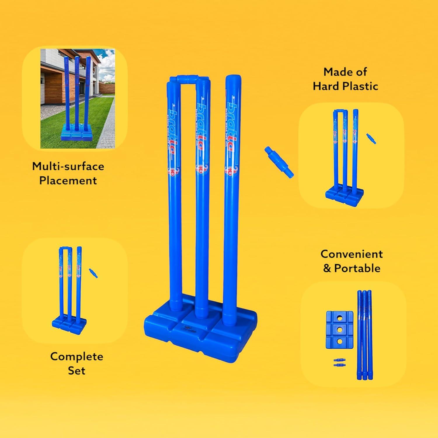 Tacos de Cricket Bratla Wicket Azul con Base Plástica 73.66 cm