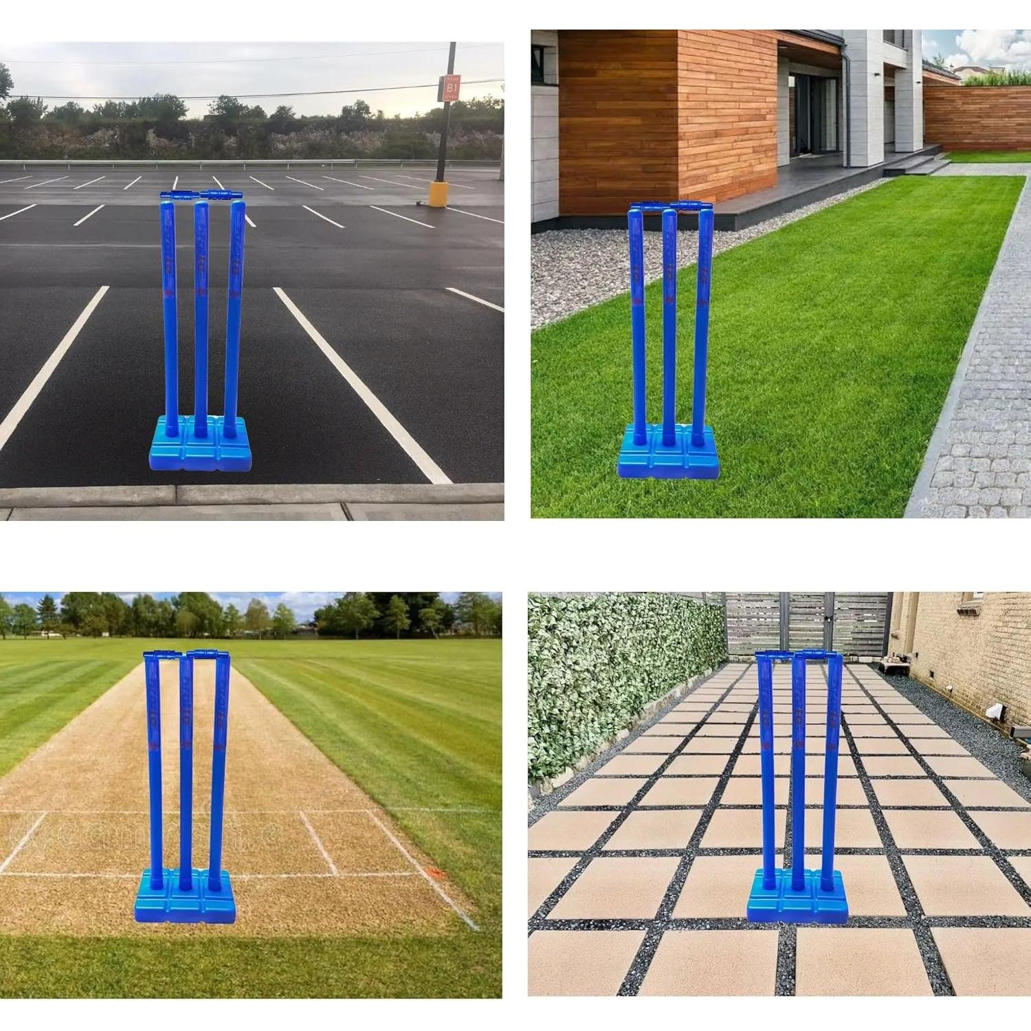 Tacos de Cricket Bratla Wicket Azul con Base Plástica 73.66 cm