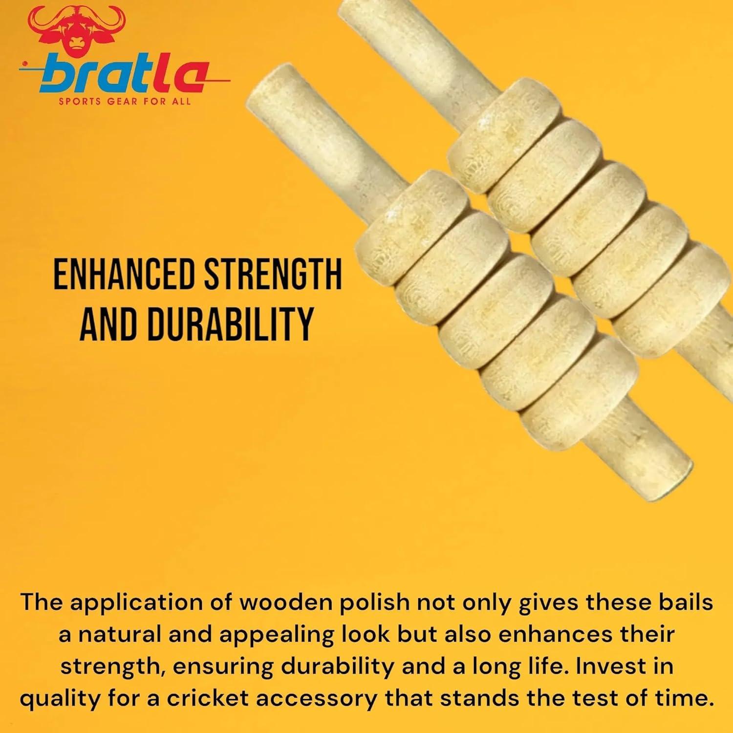 Bails de Cricket Bratla Paquete de 4 Tamaño Estándar Madera