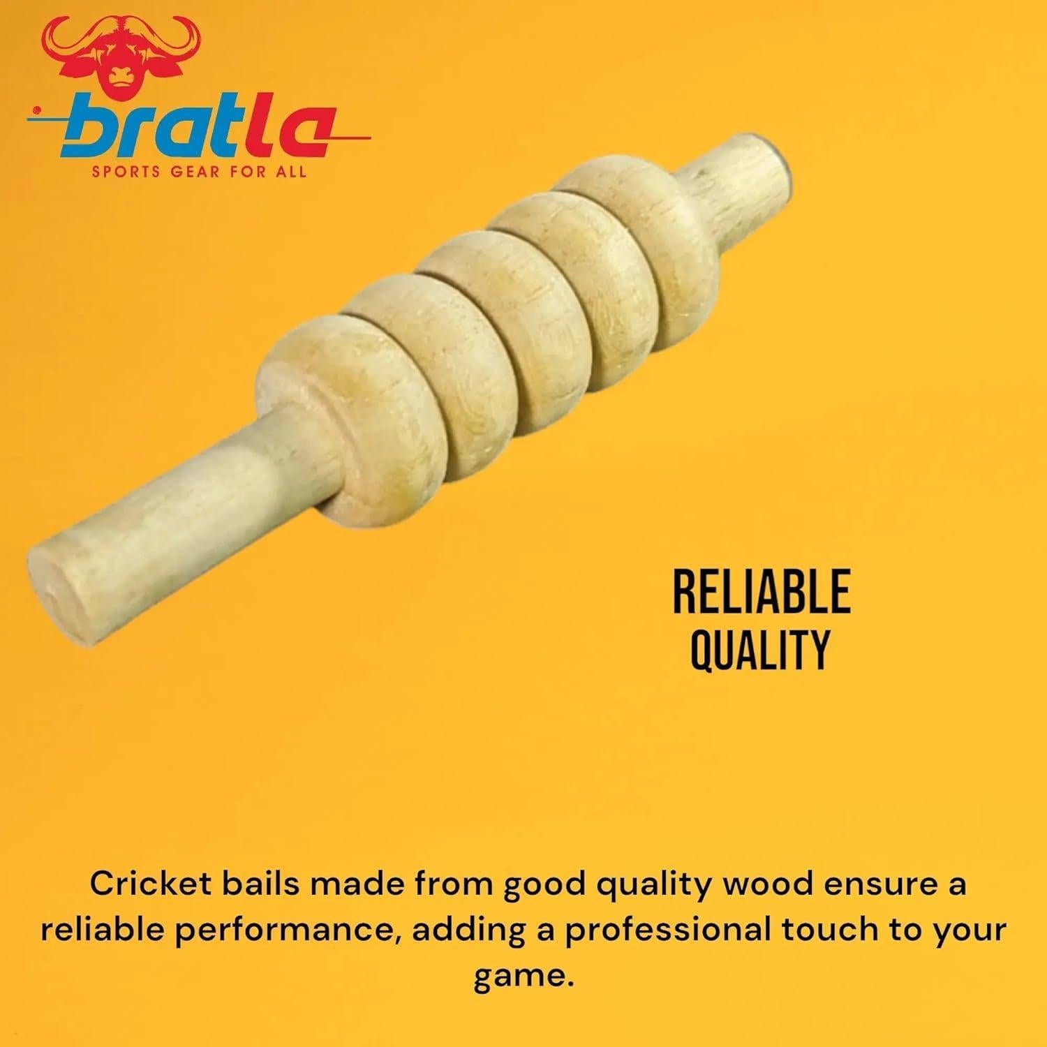 Bails de Cricket Bratla Paquete de 4 Tamaño Estándar Madera