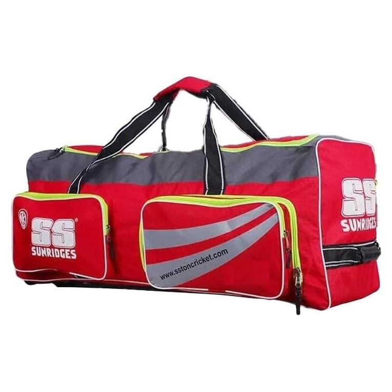 Bolsa de Kit de Cricket Profesional T TABAKH con Ruedas - Gris y Rojo