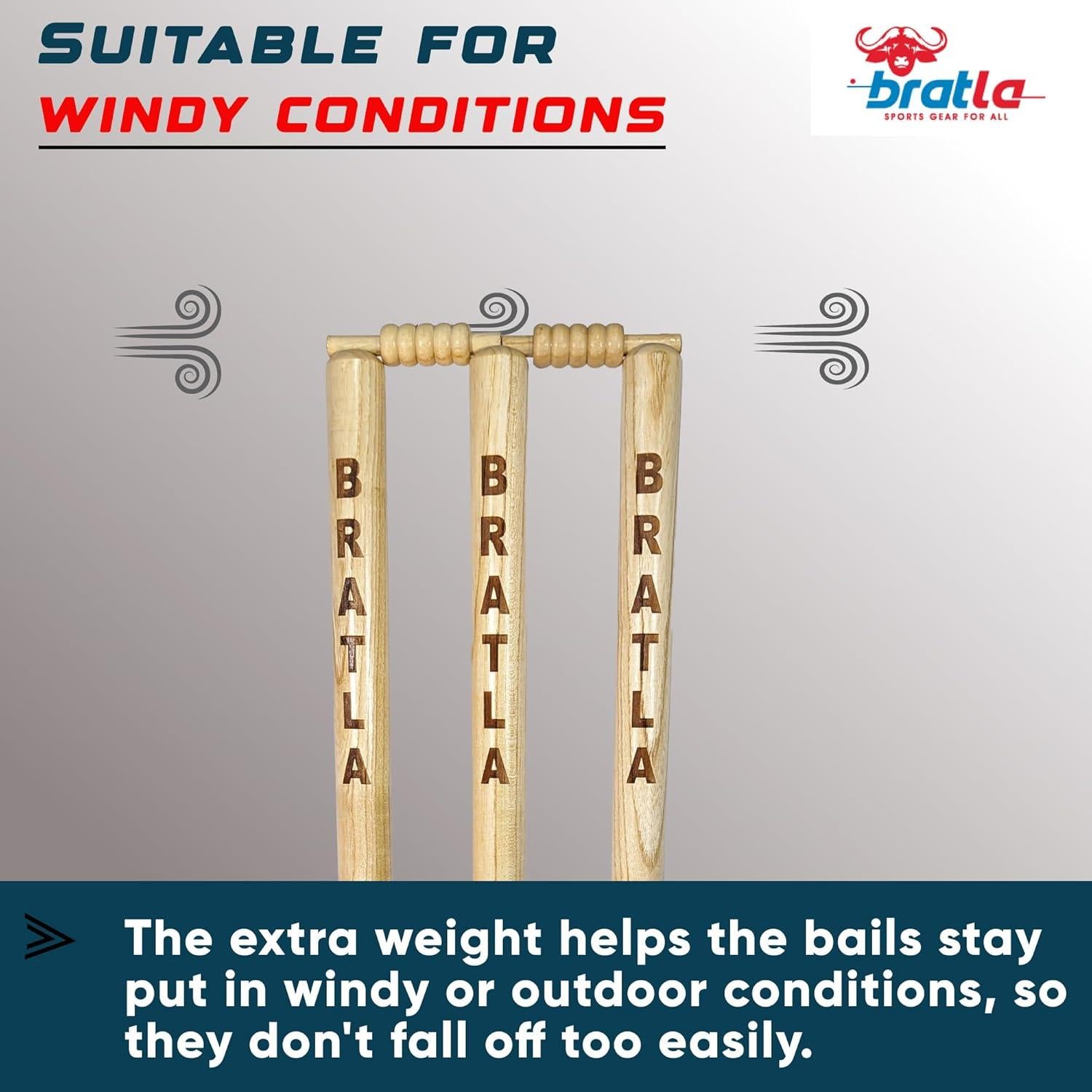 Bailes de Cricket Pesados Bratla Set de 4 Madera Duradera