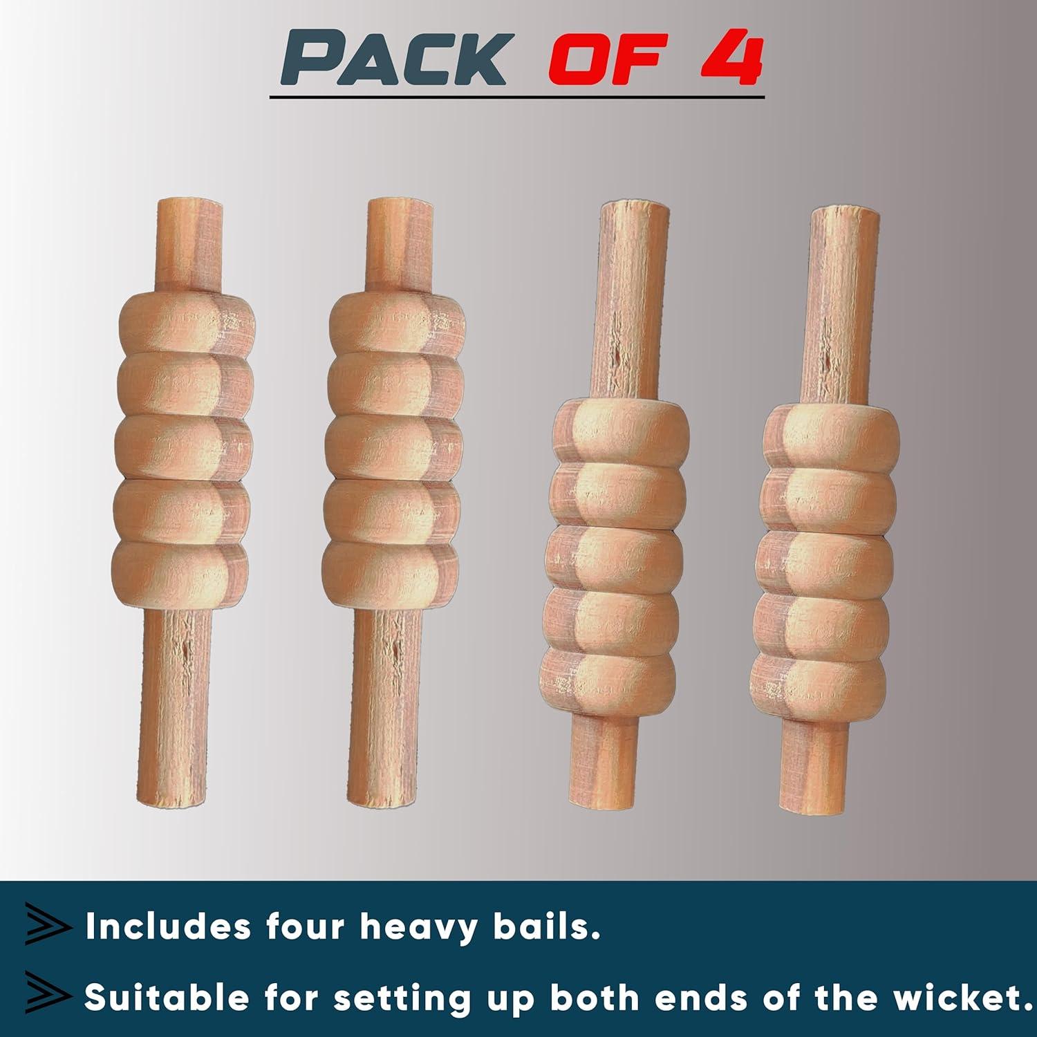 Bailes de Cricket Pesados Bratla Set de 4 Madera Duradera