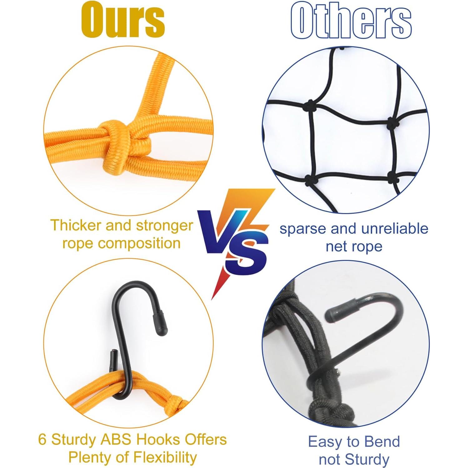 Red de Carga Elástica Amiss 38x38 cm con 6 Ganchos - Naranja