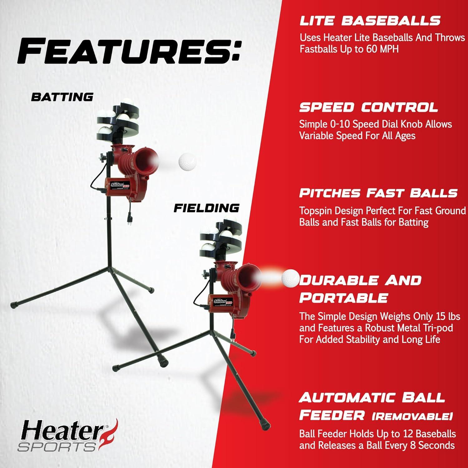 Máquina de Lanzamiento de Béisbol Heater Slider Lite 360