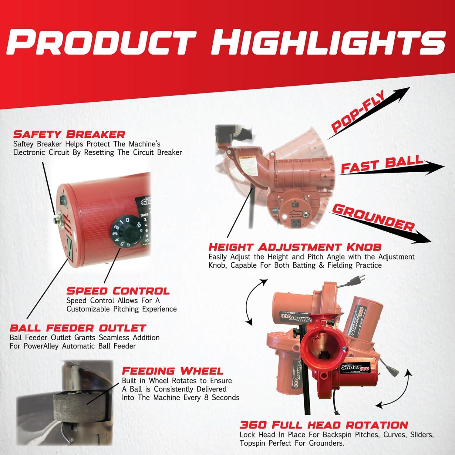 Máquina de Lanzamiento de Béisbol Heater Slider Lite 360