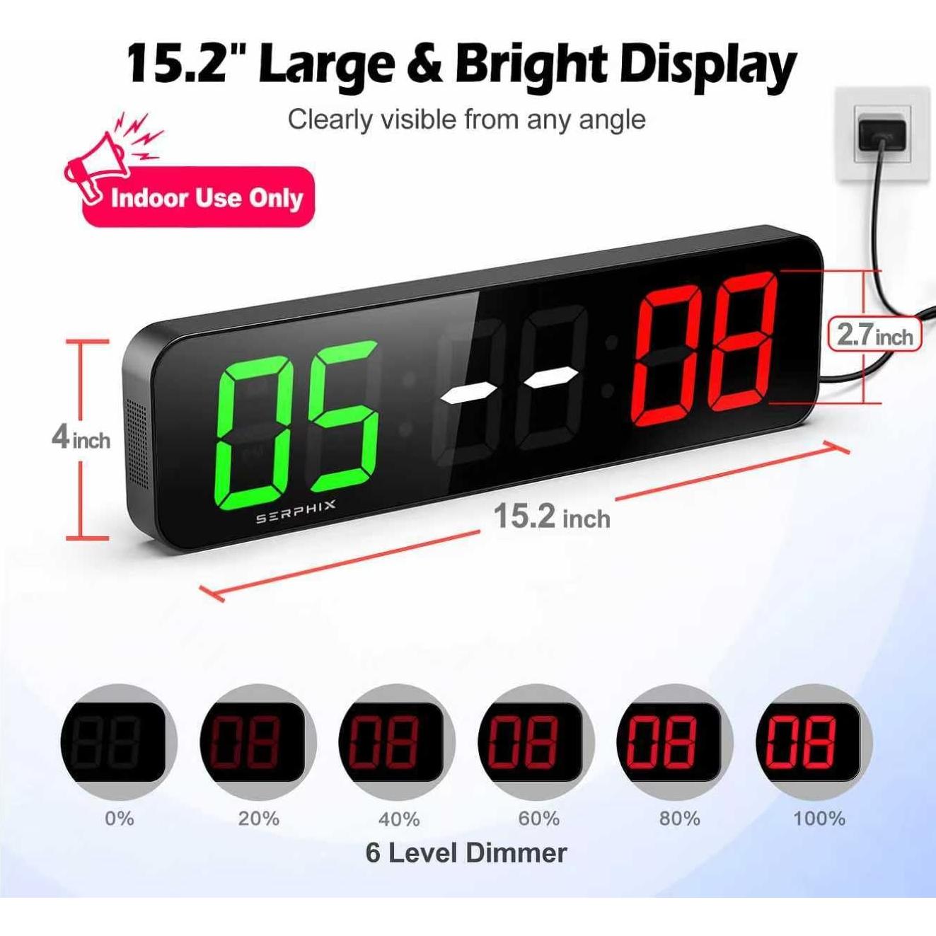 Marcador Digital LED SERPHIX SB-105 38.6x10.2 cm Control Remoto