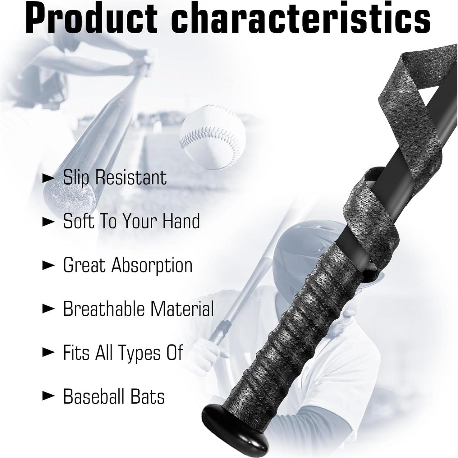 Cinta Antideslizante para Bate MBAIYO 4 Pcs 117.6 cm Negro