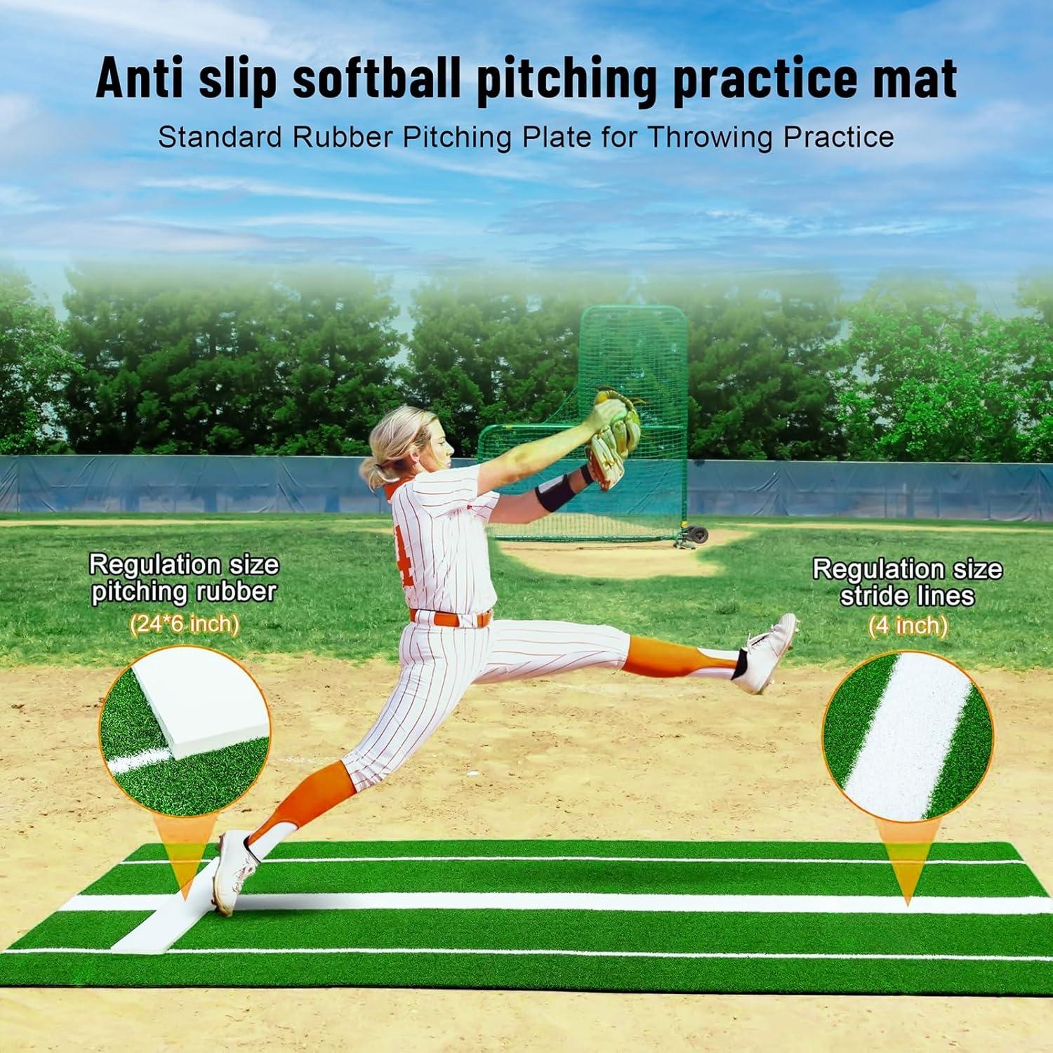 Alfombra de Lanzamiento de Softbol Awjaisca 91.5x305 cm Antideslizante
