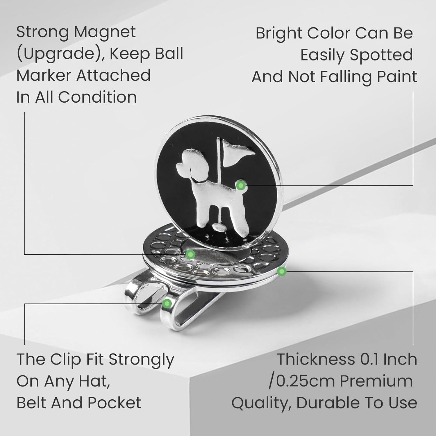 Marcadores de Pelotas de Golf FINGER TEN con Clips para Sombrero - Paquete de 2