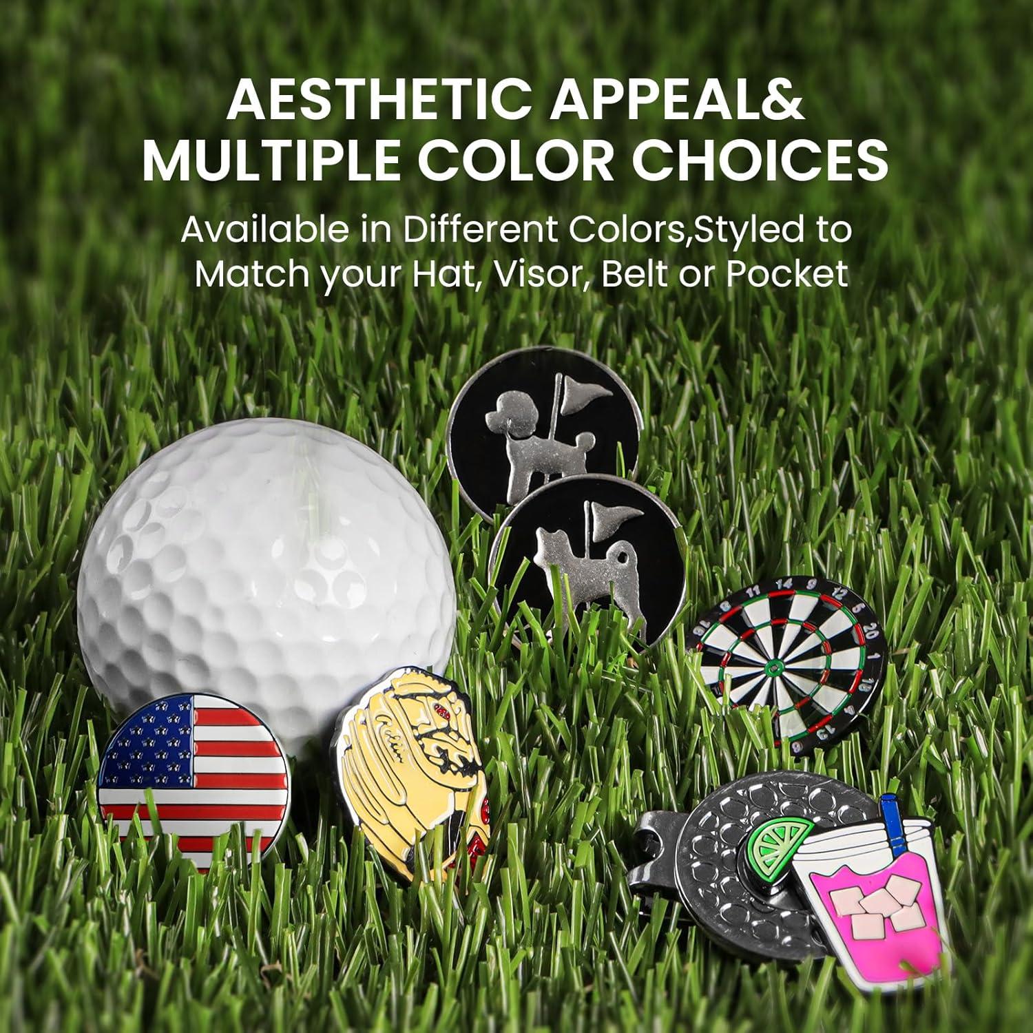 Marcadores de Pelotas de Golf FINGER TEN con Clips para Sombrero - Paquete de 2