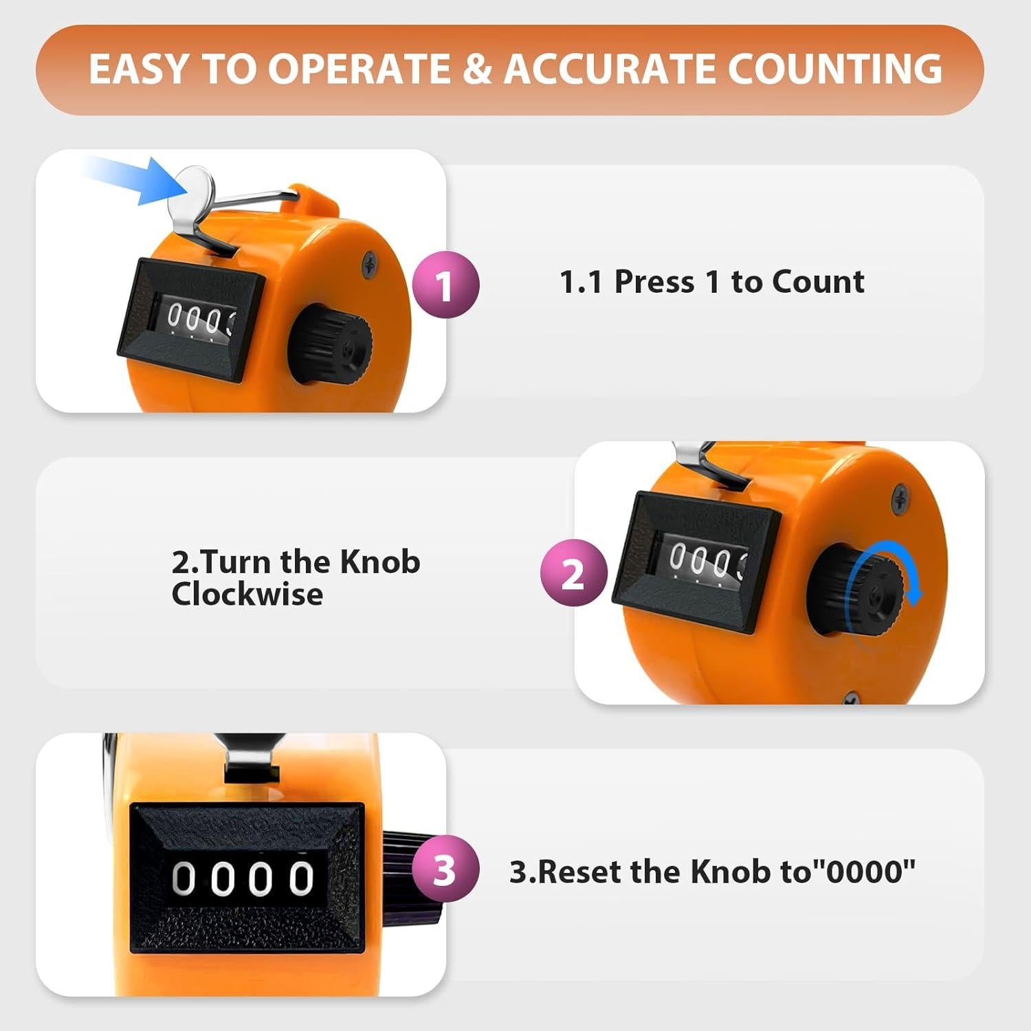 Paquete de 6 Contadores Clicker POXXU 4 Dígitos Sin Baterías