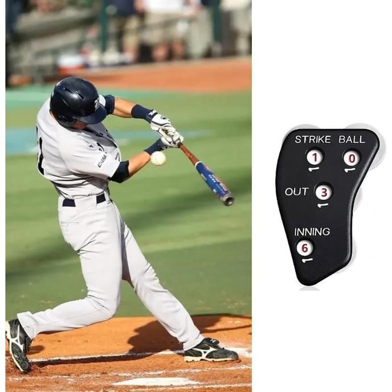Baseball Counter, 4 Wheel Baseball Umpire Clicker,Baseball Pitch Counter Clicker,Umpire Indicator Gear,for Scorekeeper Recording Out & Innings Ball