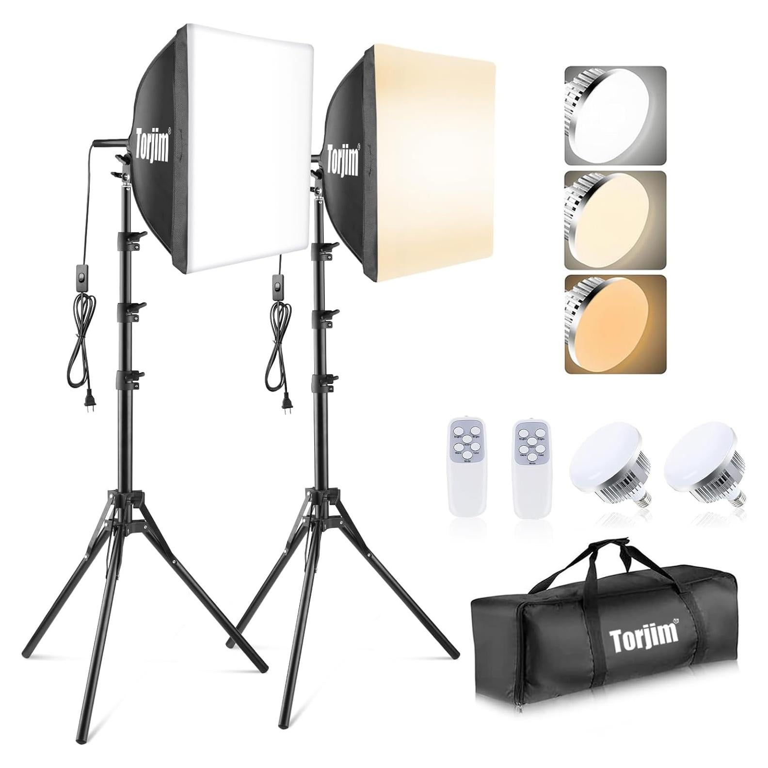 Kit de Iluminación Softbox Torjim 40x40cm con Bombillas LED