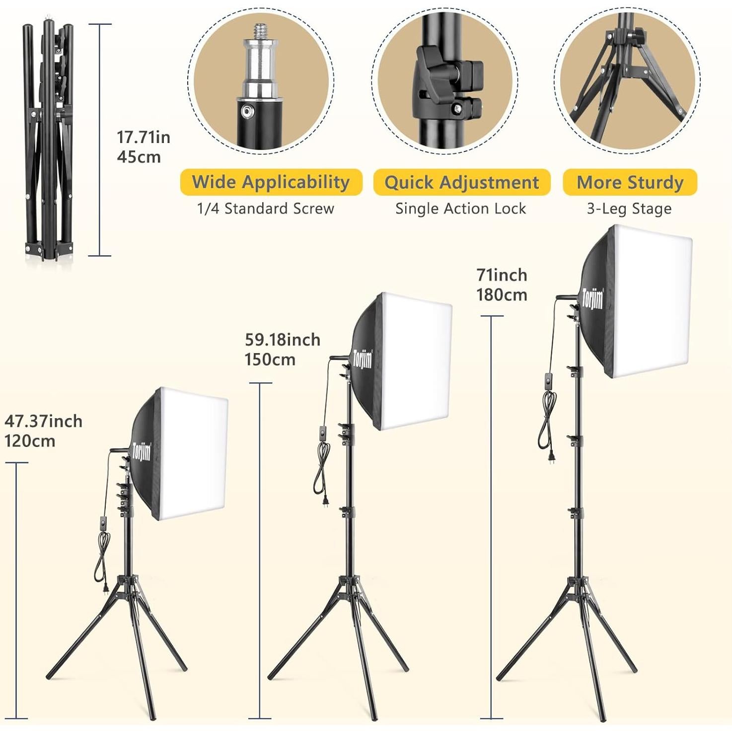 Kit de Iluminación Softbox Torjim 40x40cm con Bombillas LED