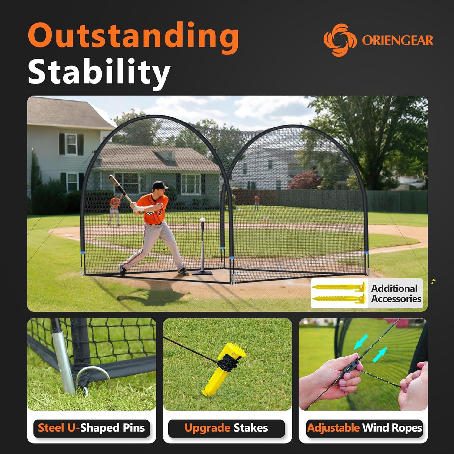 Cage de Bateo ORIENGEAR 13x13x9ft para Béisbol y Softbol