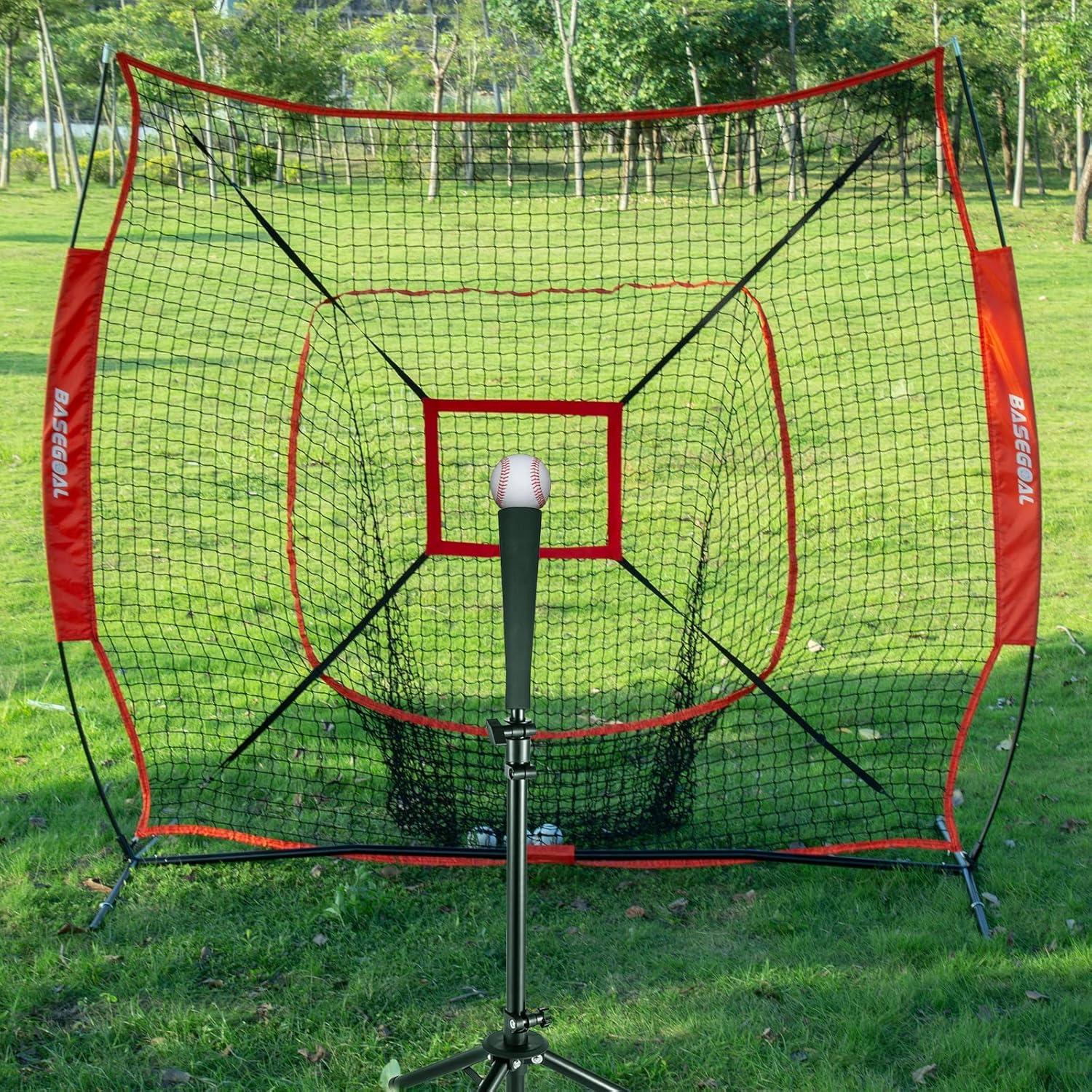 Red de Práctica de Béisbol y Softbol BaseGoal 7x7m con Zona de Strike