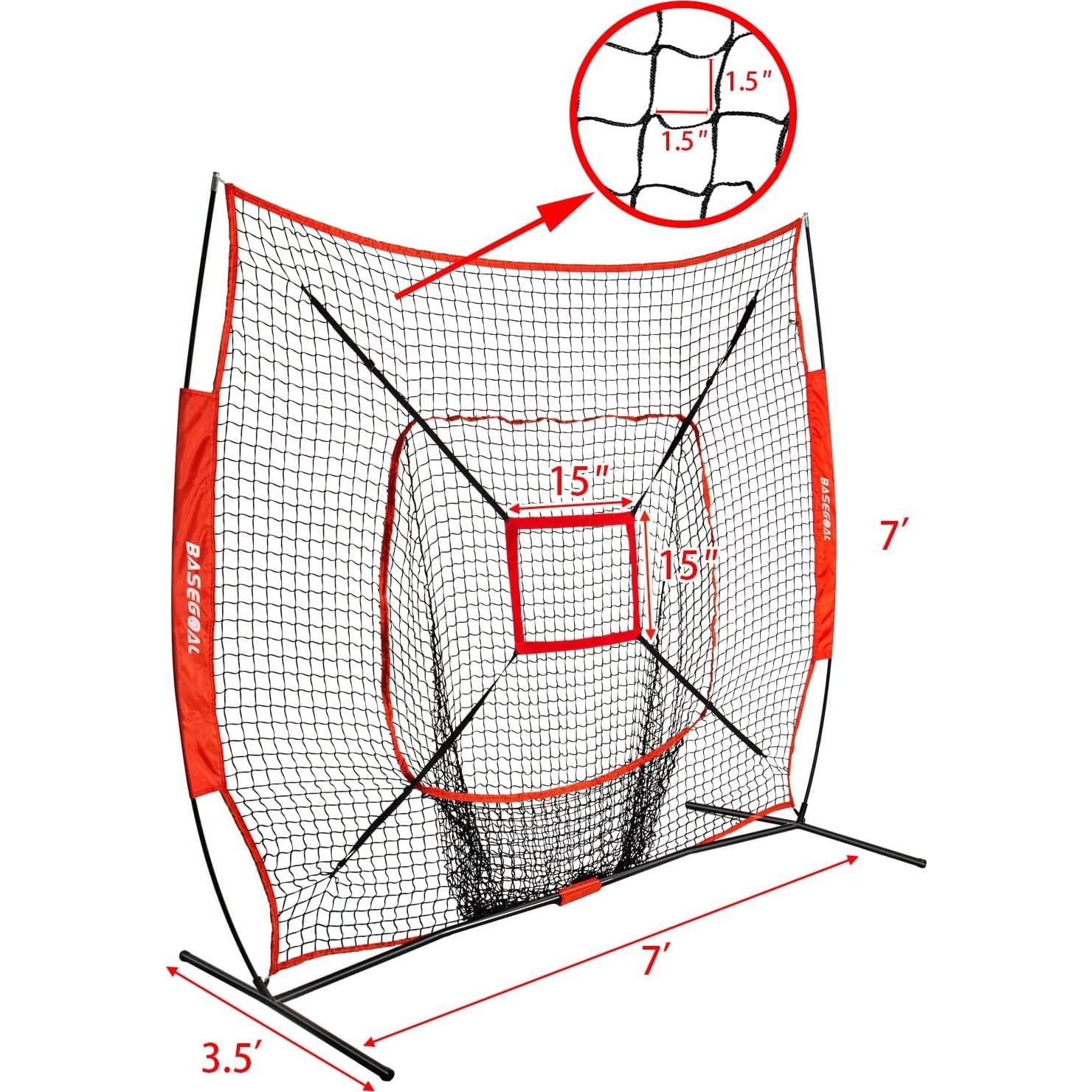 Red de Práctica de Béisbol y Softbol BaseGoal 7x7m con Zona de Strike