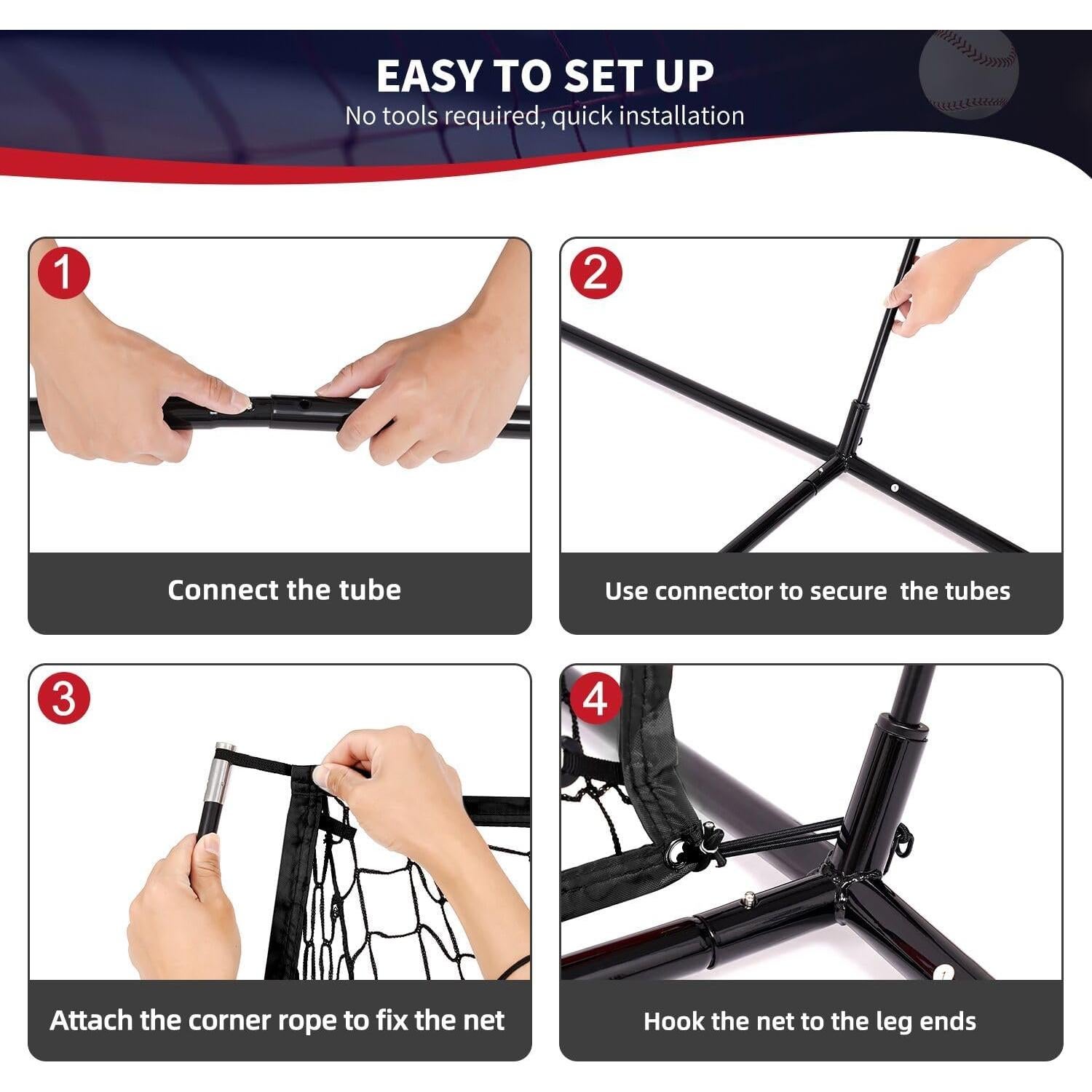 Red de Práctica de Béisbol y Softbol BAGAIL 2.13x2.13m con Marco