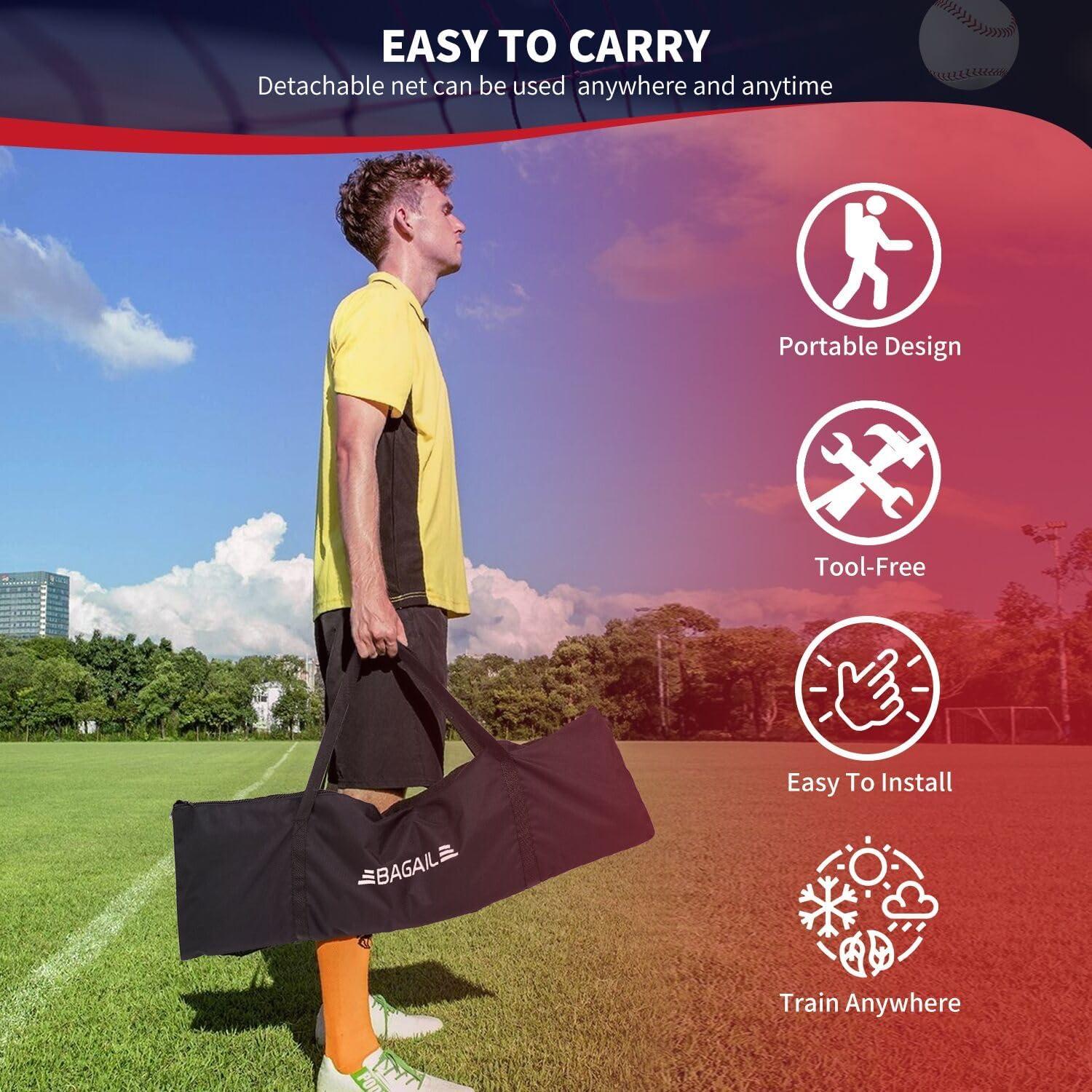 Red de Práctica de Béisbol y Softbol BAGAIL 2.13x2.13m con Marco