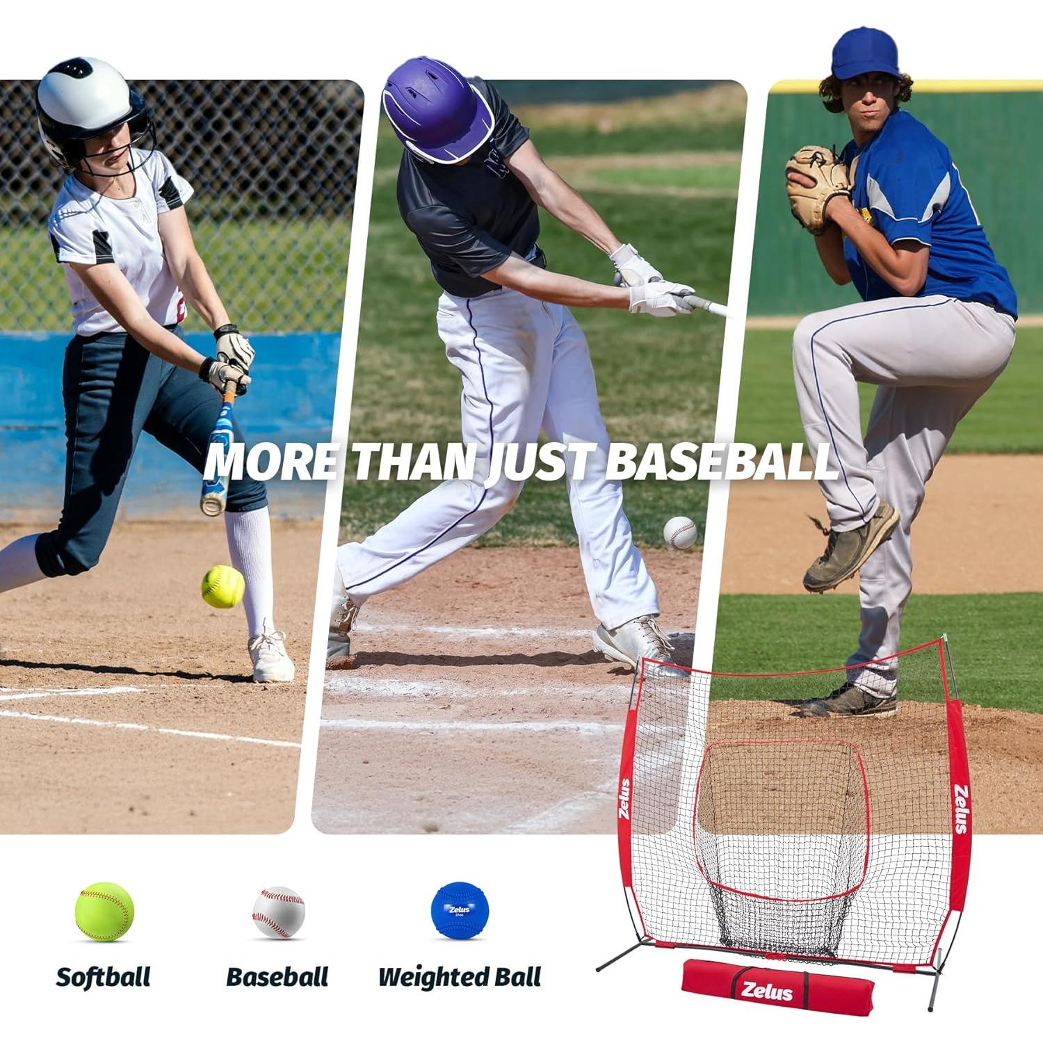 Red de Béisbol ZELUS 2.13x2.13m con Bolsa de Transporte