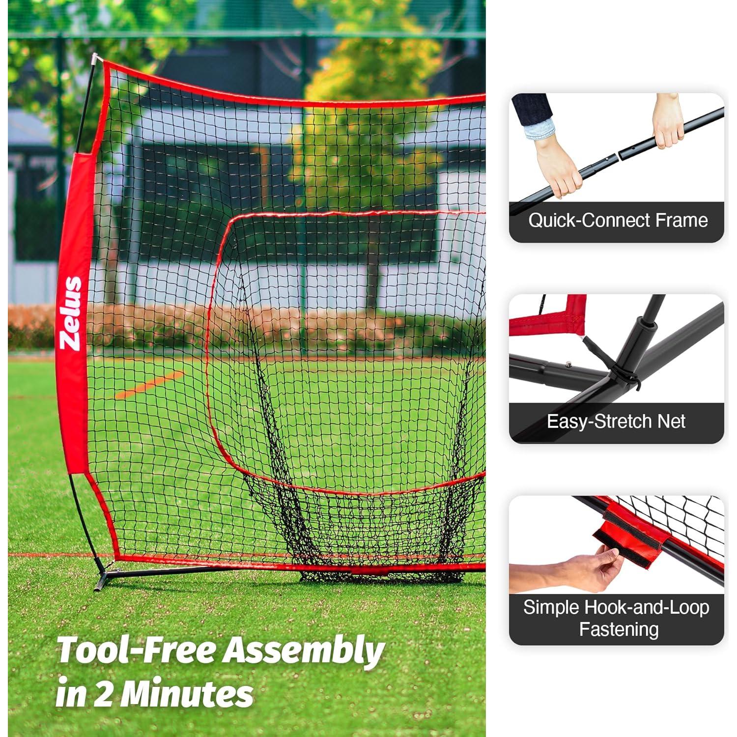 Red de Béisbol ZELUS 2.13x2.13m con Bolsa de Transporte