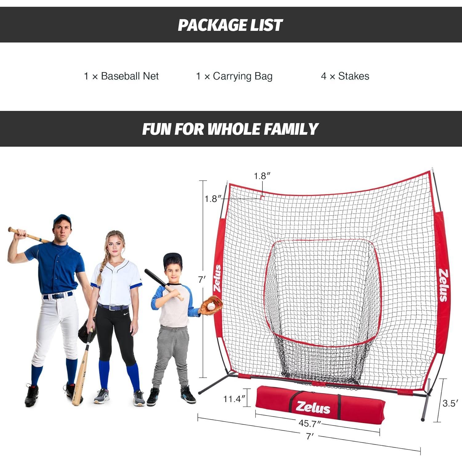 Red de Béisbol ZELUS 2.13x2.13m con Bolsa de Transporte