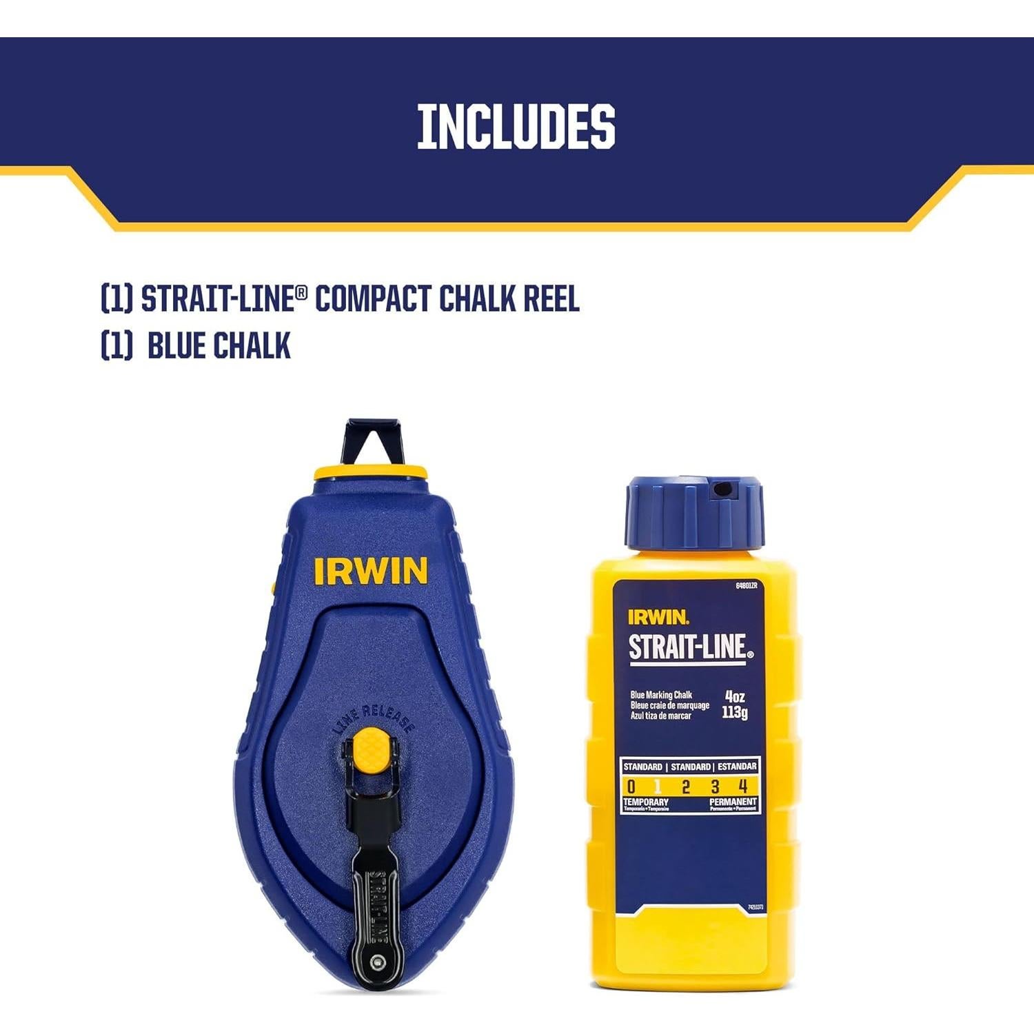 Reel de Tiza Compacto Irwin Strait-Line 9.14m Azul