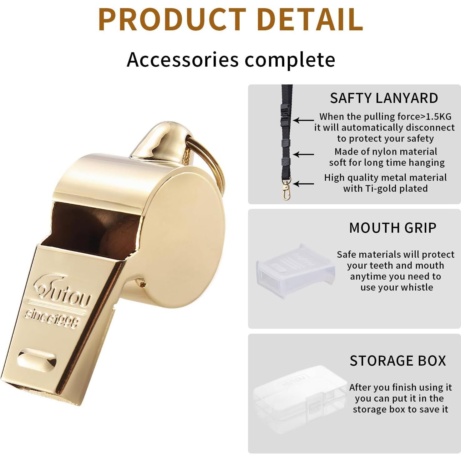 Silbato de Entrenador HUTOU L4820CTJ de Latón con Cordón