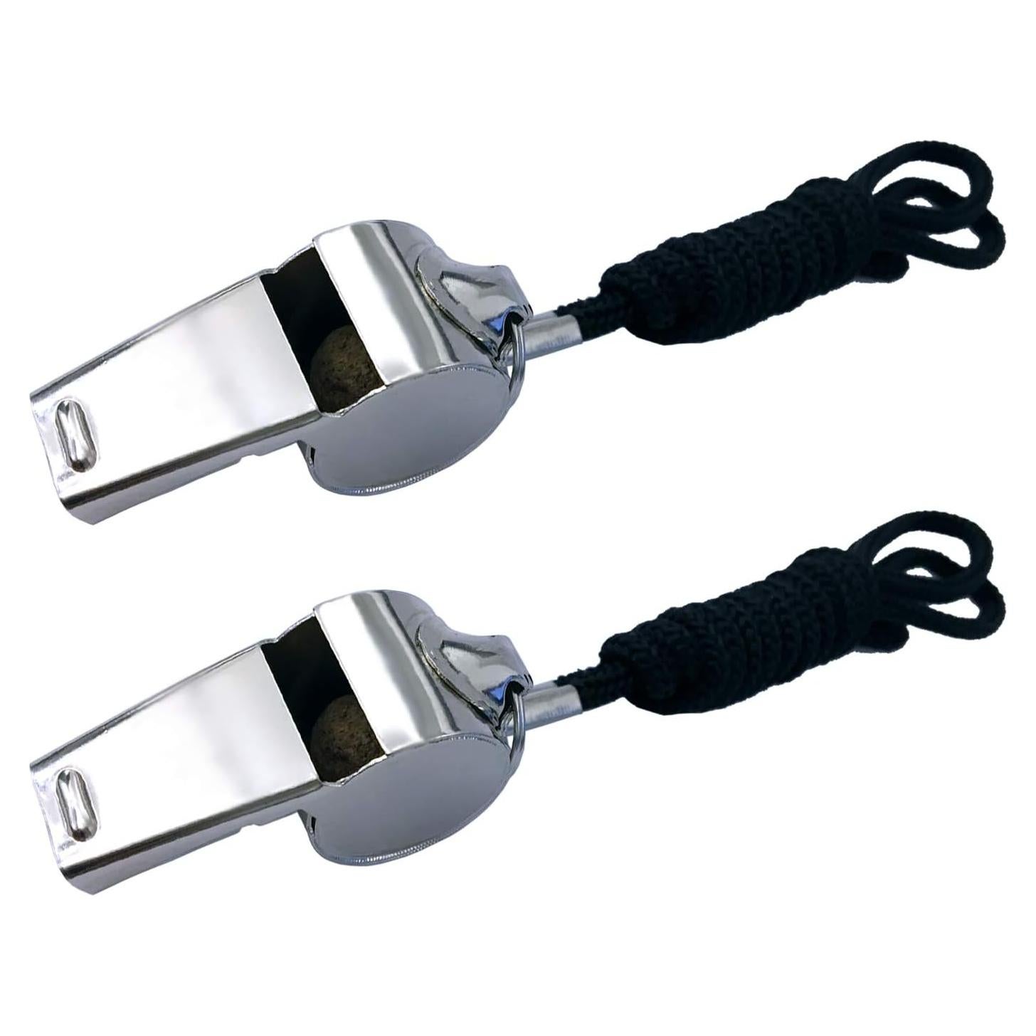 Silbatos de Acero Inoxidable BEADNOVA con Cordón 2 Piezas