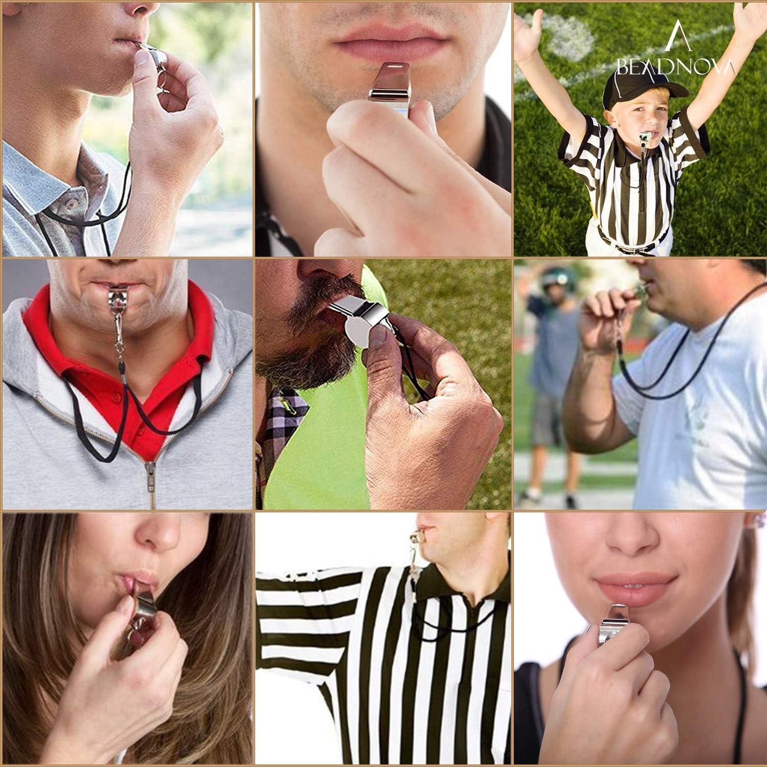 Silbatos de Acero Inoxidable BEADNOVA con Cordón 2 Piezas