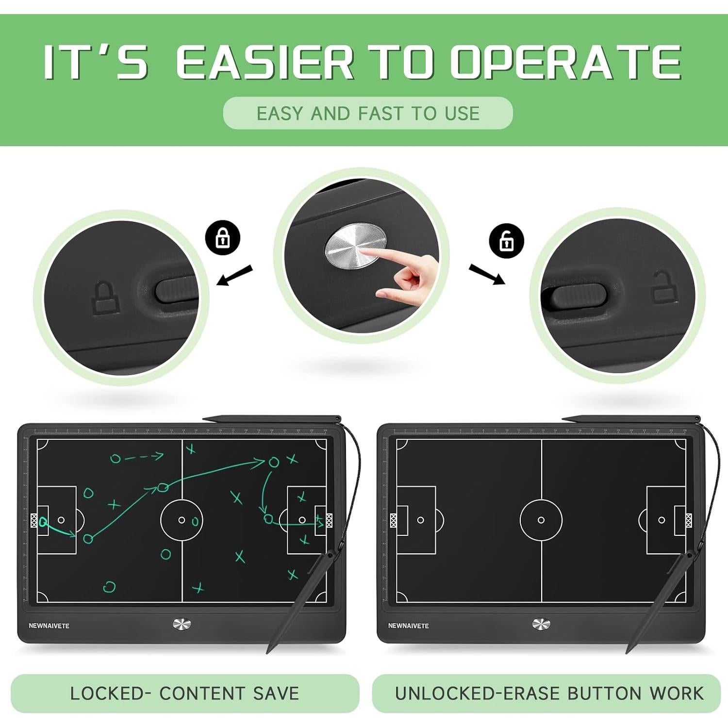 Tablero Táctico de Fútbol Newnaivete 12.8" LCD Borrable