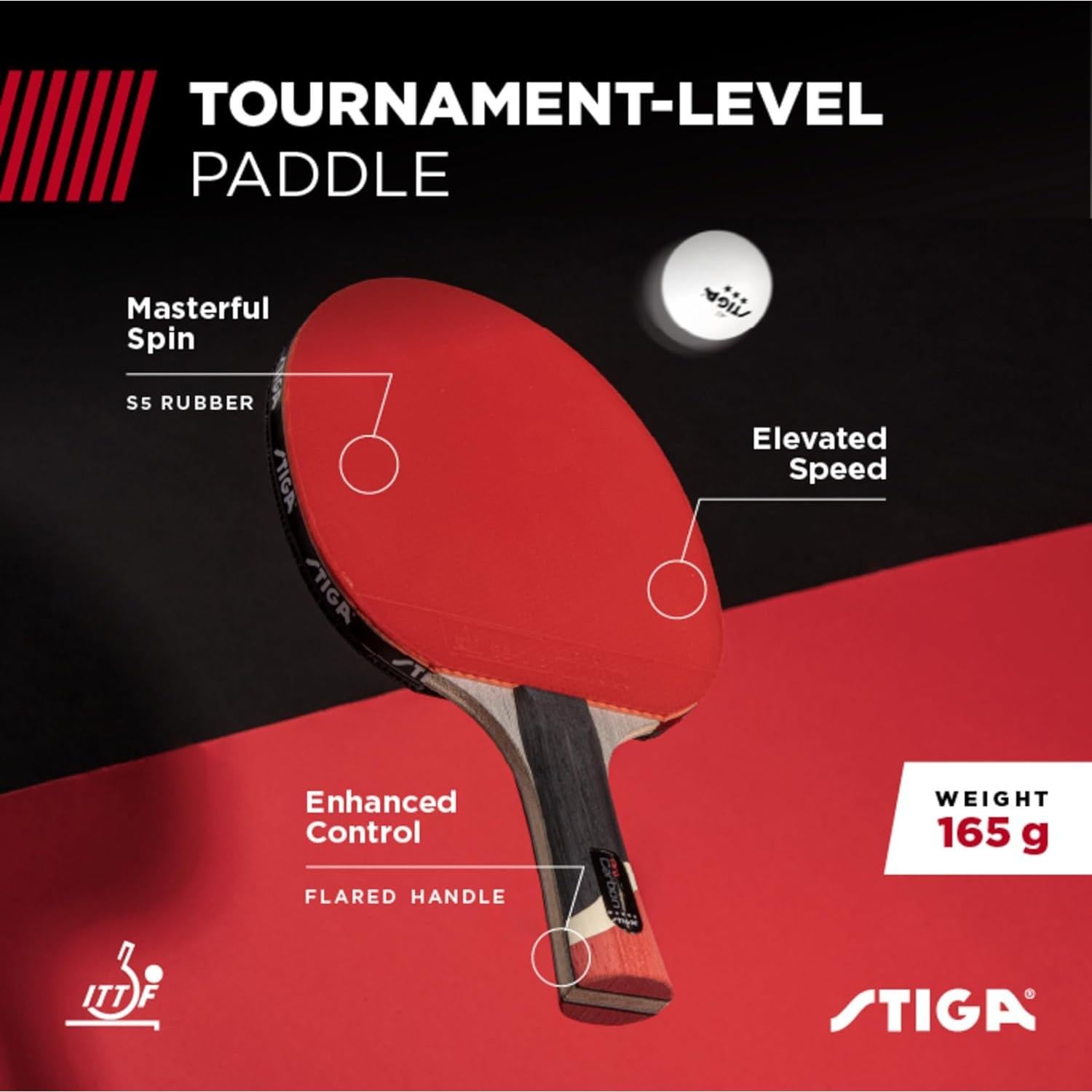 Raqueta de Tenis de Mesa STIGA Pro Carbon - Competencia - Rojo