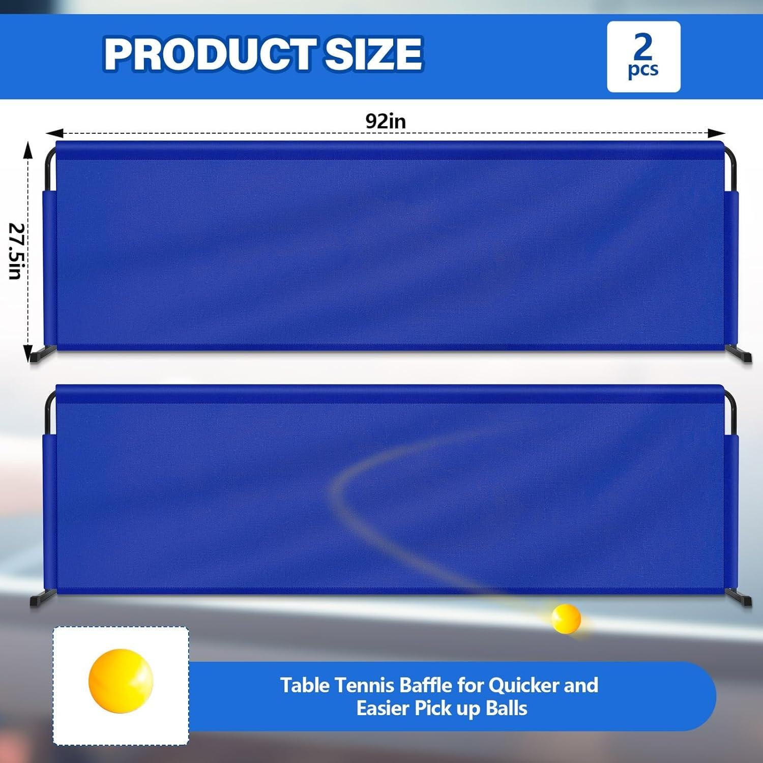 Barrera de Tenis de Mesa VercanMonth 233.7x70 cm 2 Pcs Azul