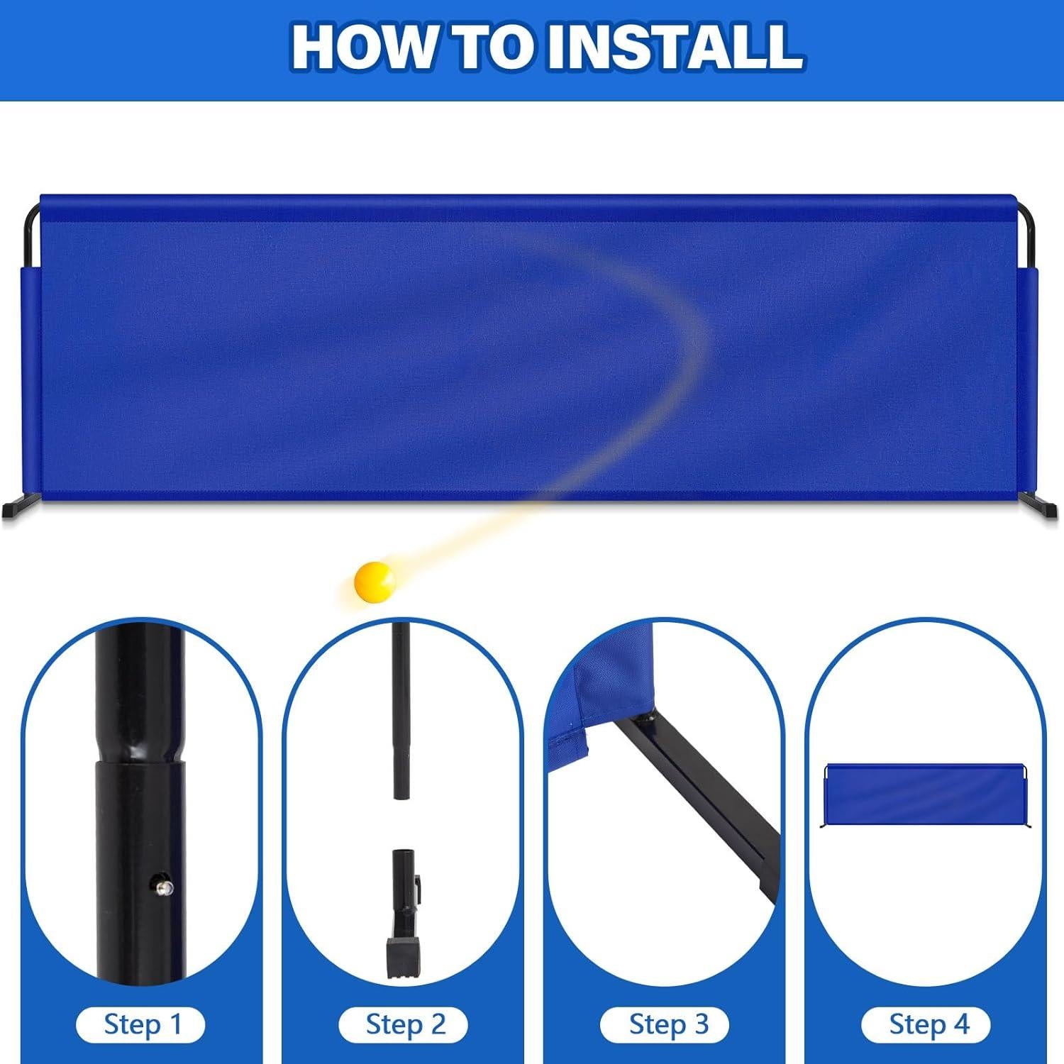 Barrera de Tenis de Mesa VercanMonth 233.7x70 cm 2 Pcs Azul