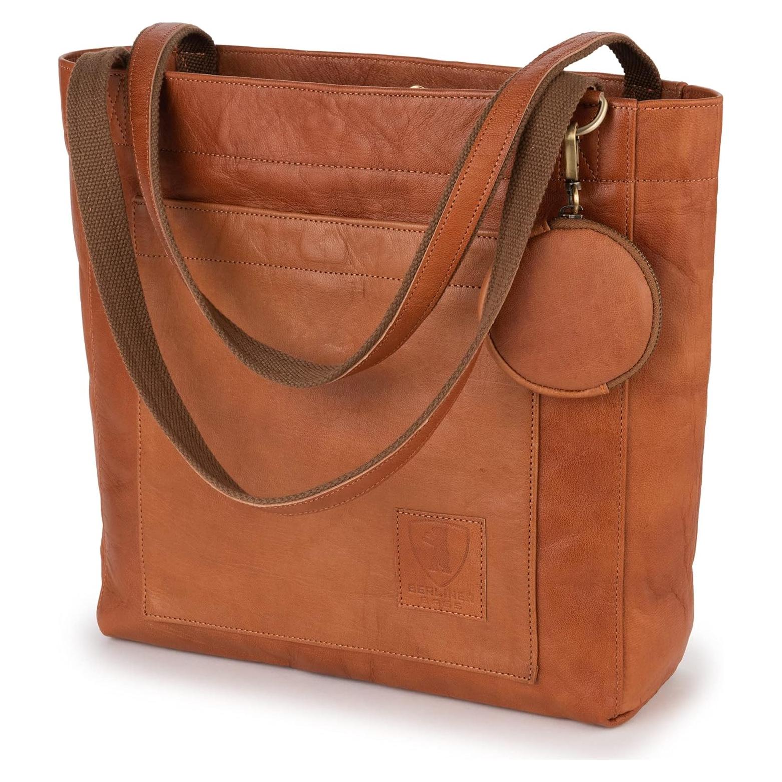 Bolso Tote de Cuero Genuino Berliner Bags Sevilla 40x35cm