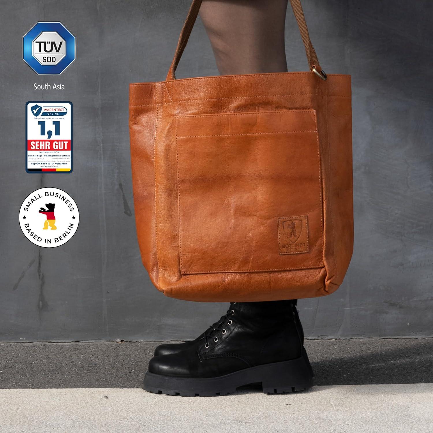 Bolso Tote de Cuero Genuino Berliner Bags Sevilla 40x35cm