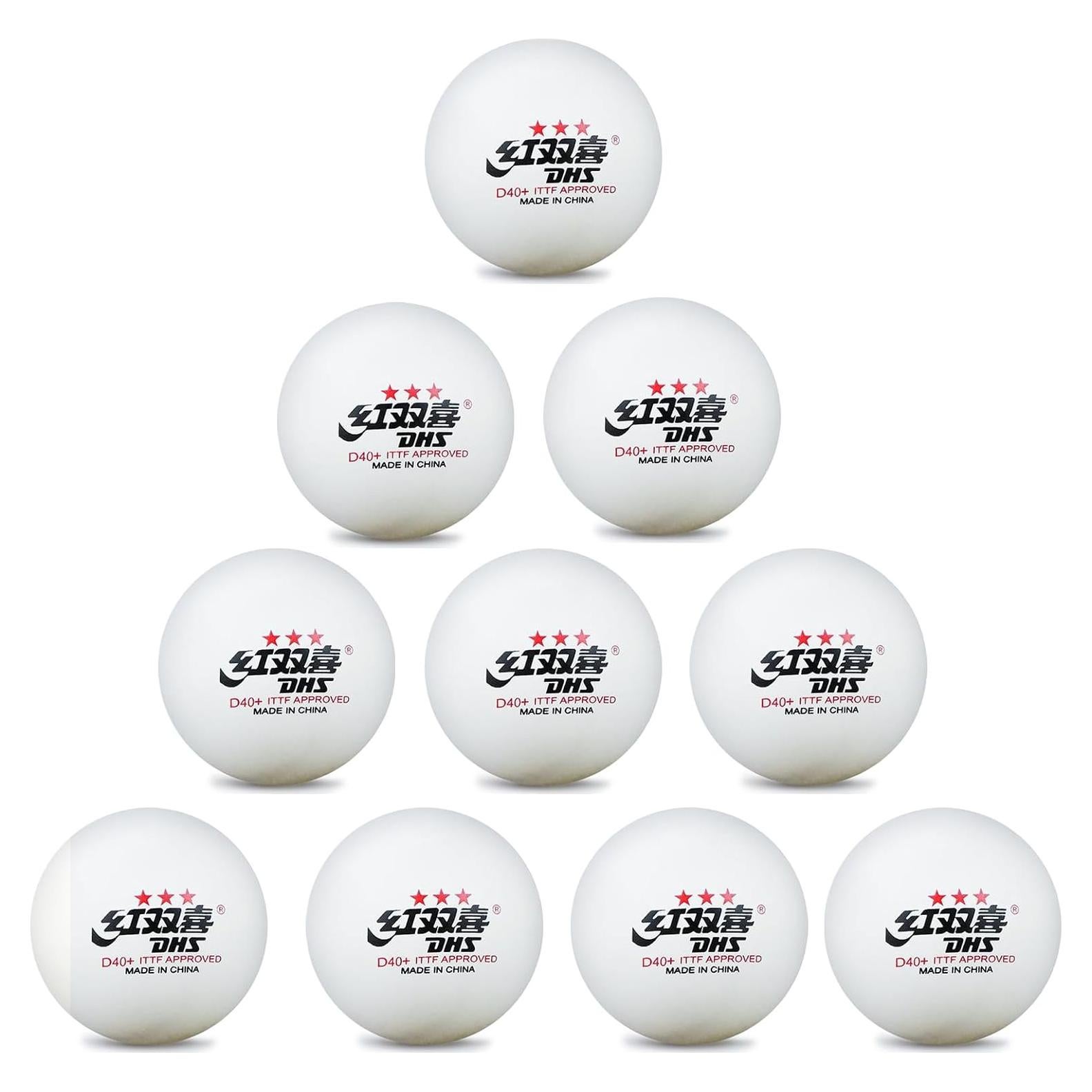 Pelotas de Tenis de Mesa Doble Felicidad DHS 3 Estrellas 10 Pcs
