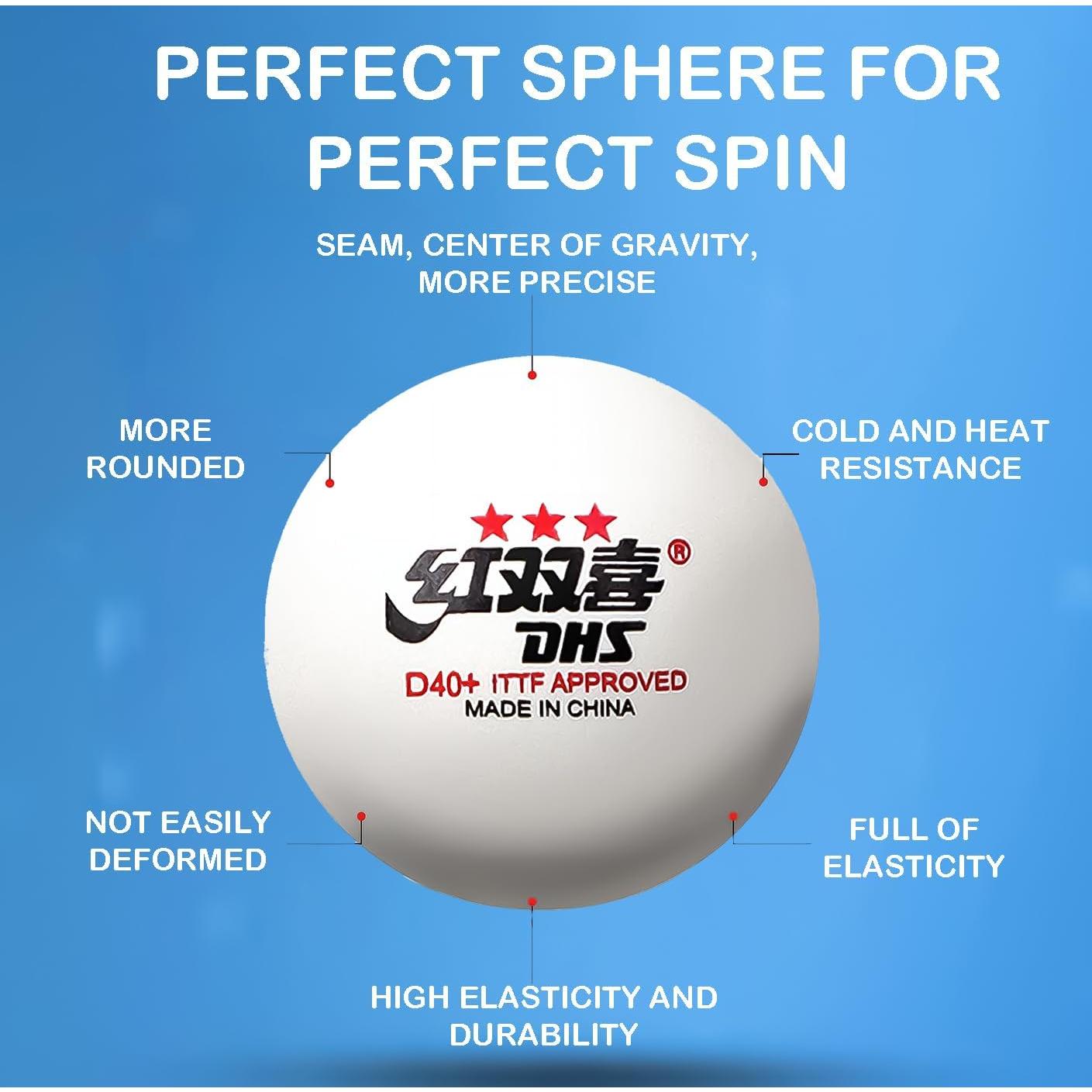 Pelotas de Tenis de Mesa Doble Felicidad DHS 3 Estrellas 10 Pcs